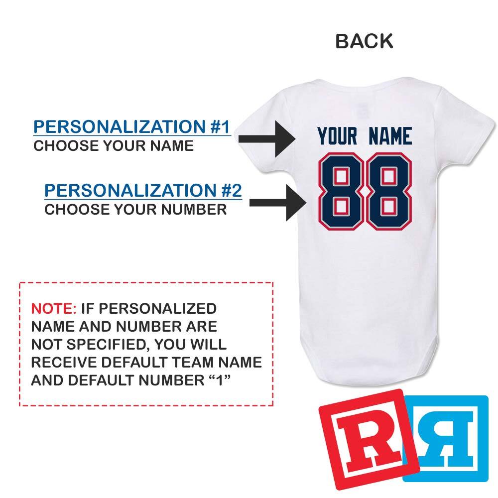 Personalized New England Patriots Gerber Baby Onesie® Cotton Custom Bodysuit
