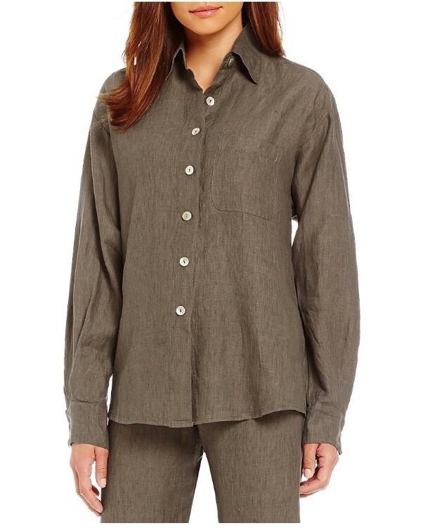 BRYN WALKER Light Linen BOYFRIEND SHIRT L-Sleeve Button Down XS S M L XL COLORS