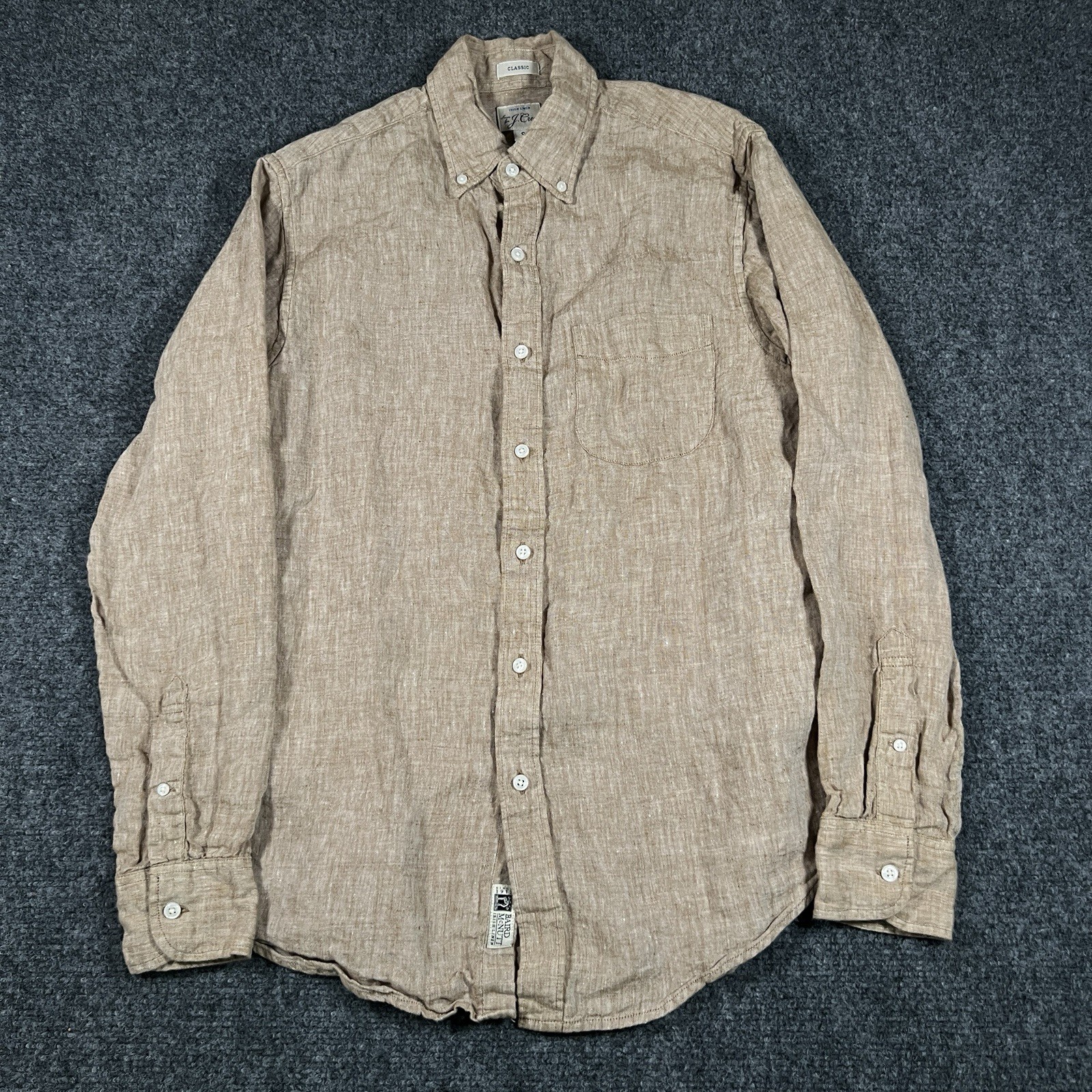 J.Crew Baird McNutt 100% Irish Linen Shirt Men’s Small Brown Button Down