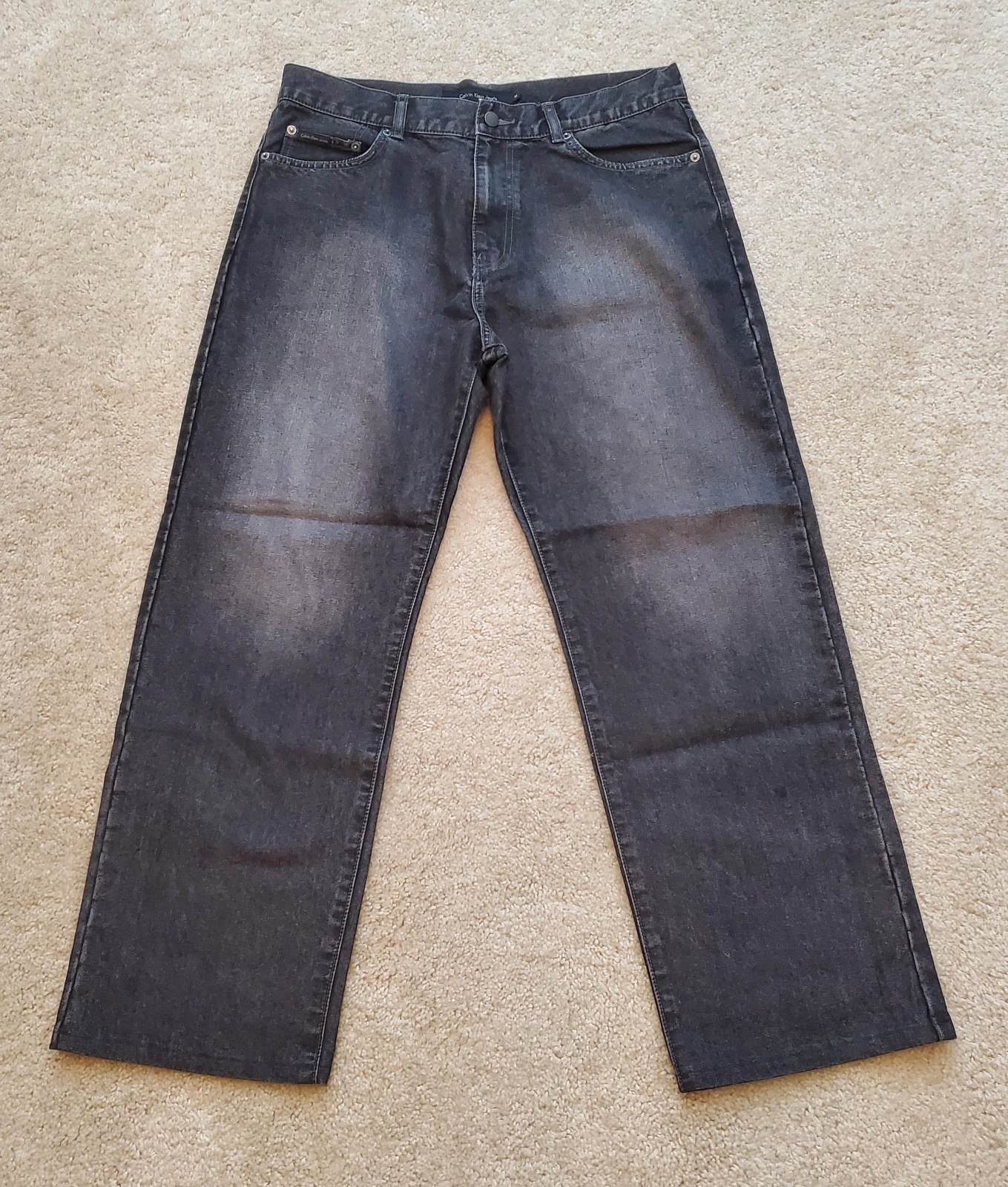 CALVIN KLEIN MENS DENIM DARK WASH JEANS-CLASSIC STRAIGHT FIT-33 x 32