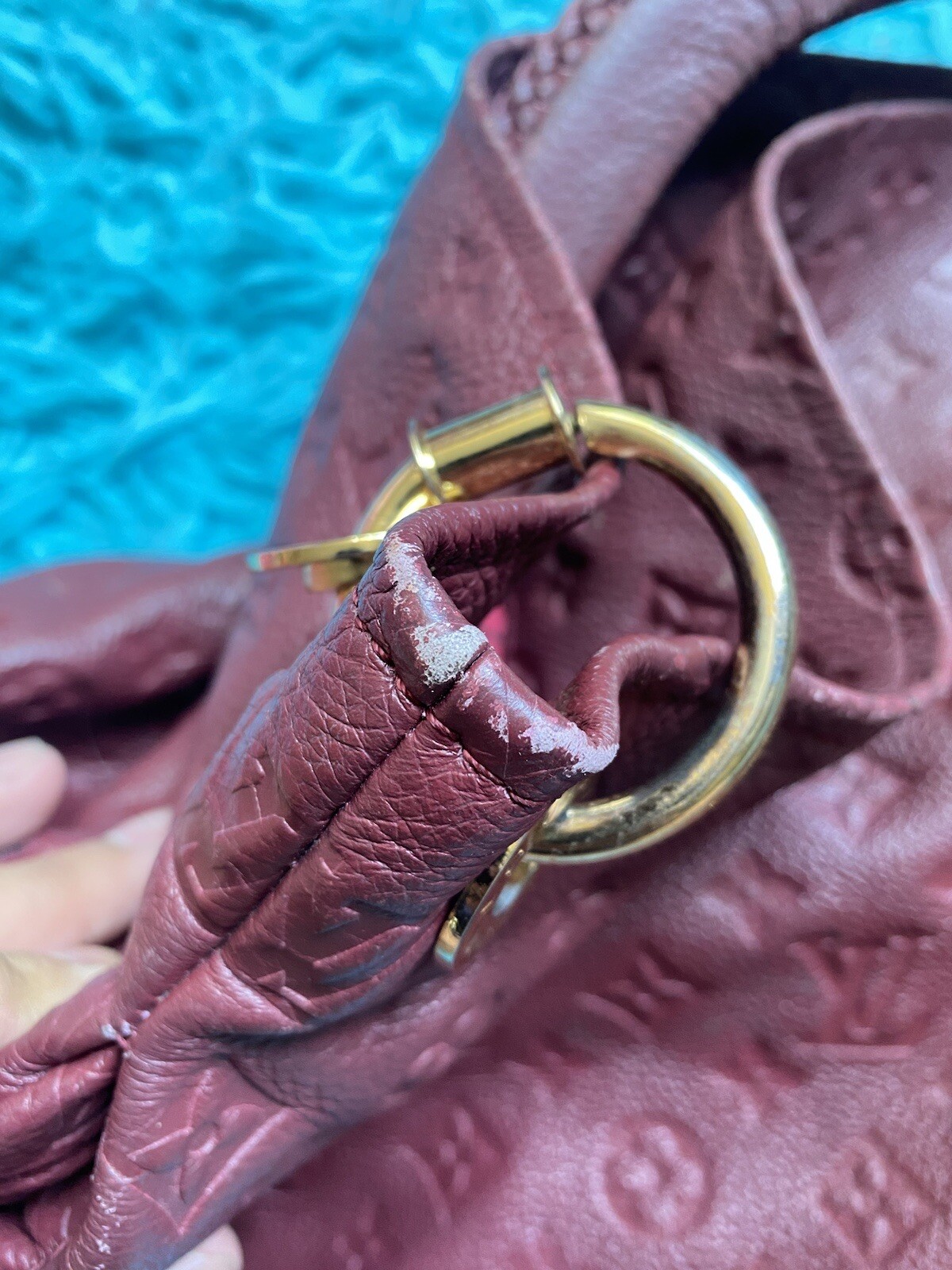 Louis Vuitton Burgundy Artsy Empreinte MM Leather Purse Bag *Needs Repair*