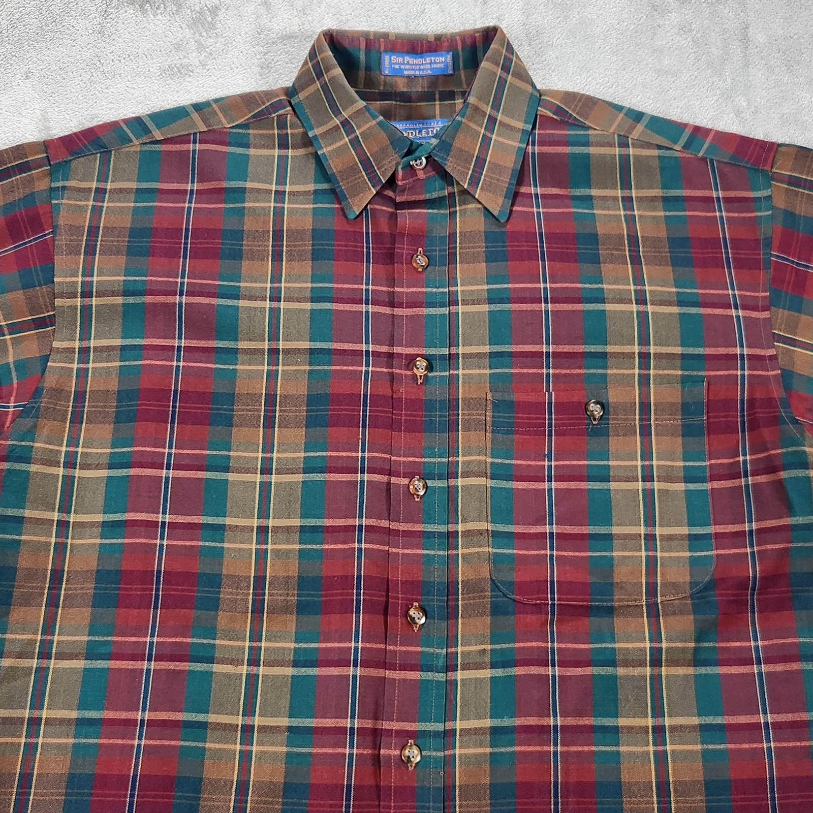Vintage Pendleton Sir Pendleton Shirt Mens Medium Plaid Wool Made USA 90s