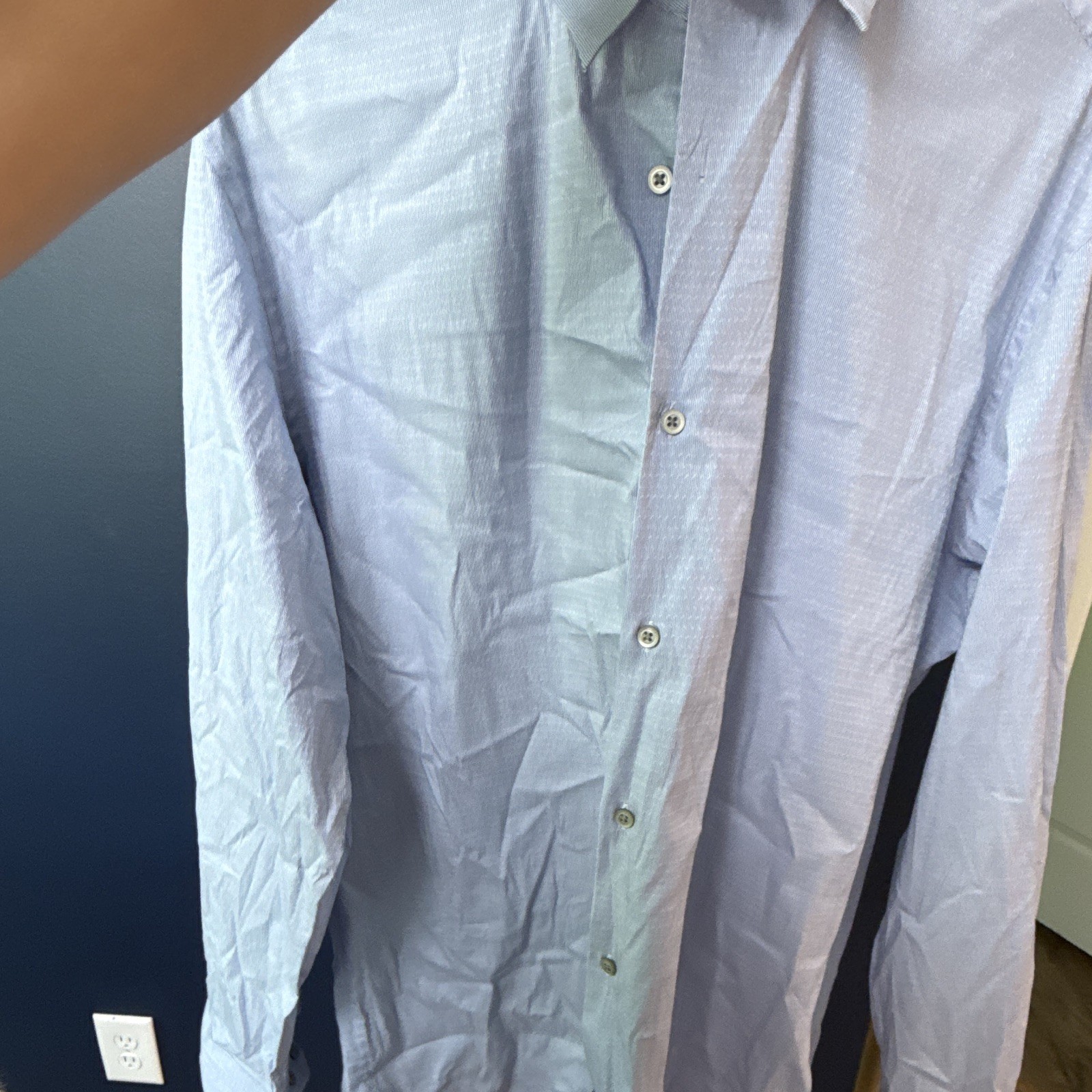 Banana Republic Slim Fit Light Blue Striped Dress Shirt XL 17-17 1/2