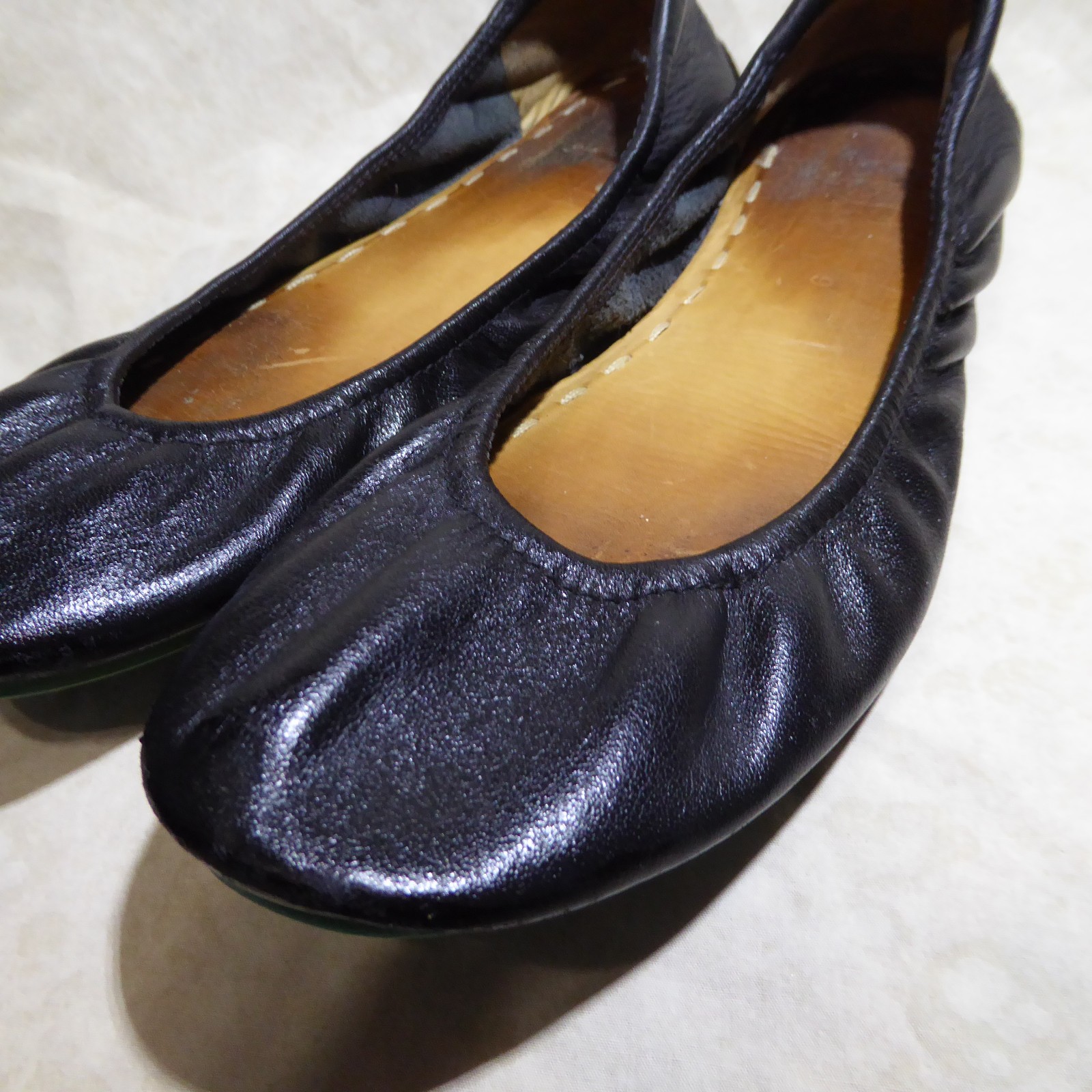 🩰 Tieks by Gavrieli Foldable Ballet Flats sz 9 Black Full-Grain Nappa Leather