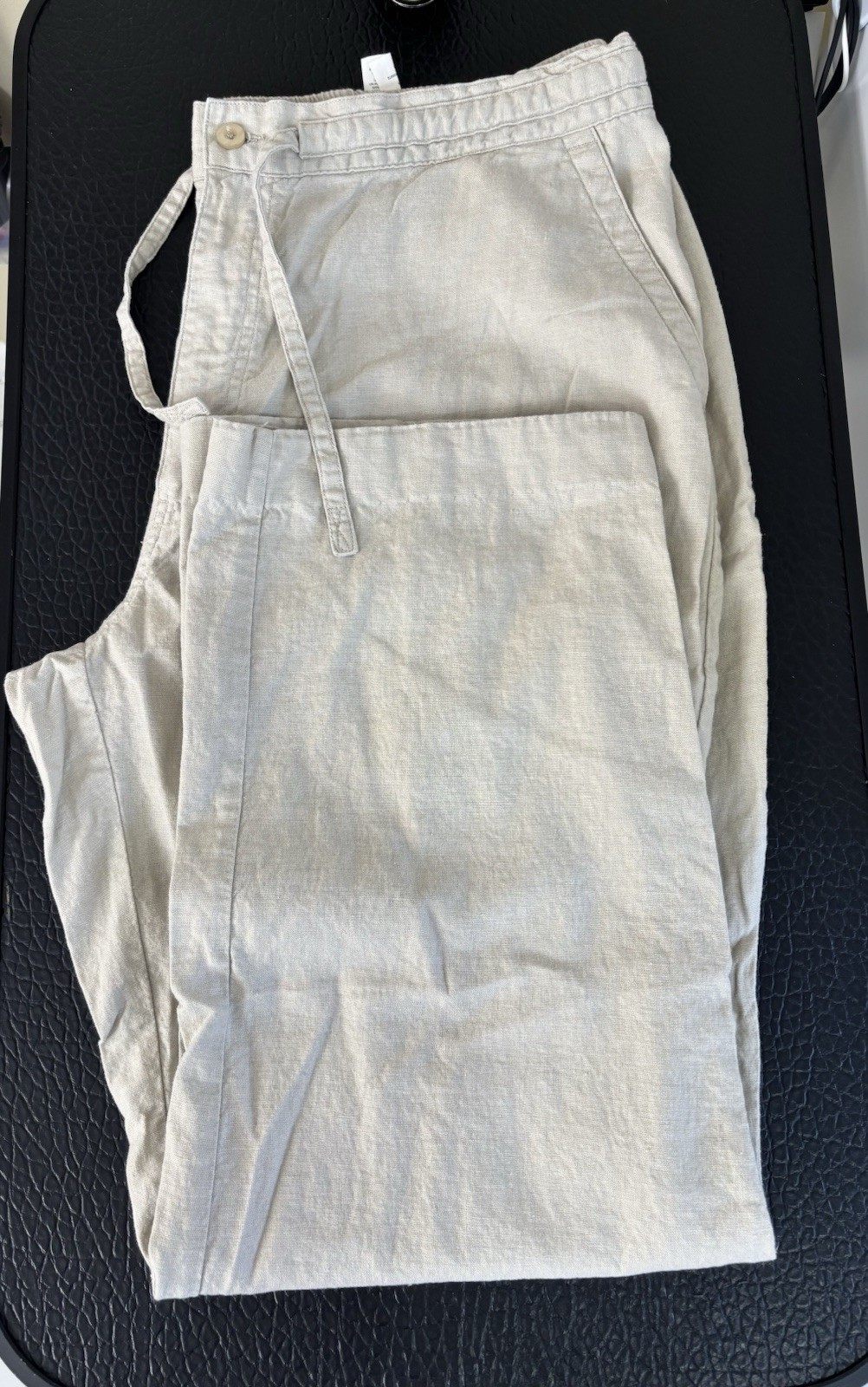 Cubavera Men’s Beige Casual Pants 40W XL Regular Straight Linen Drawstring