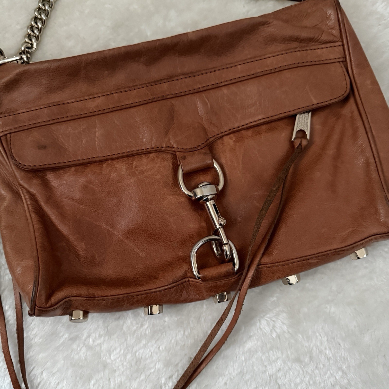 Rebecca Minkoff MAC Brown Leather Crossbody Bag with Gold Hardware 11″ X 8″