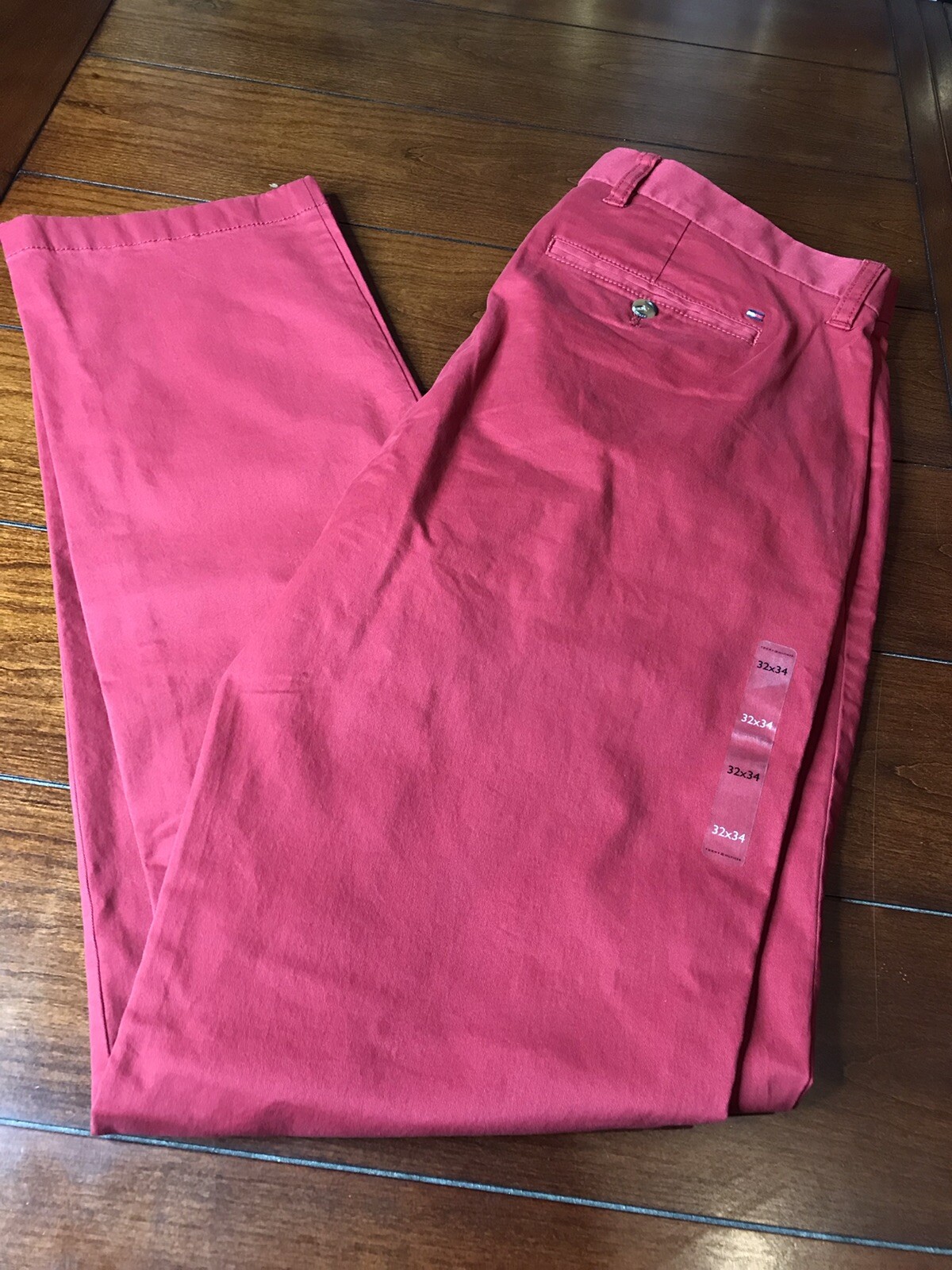 Tommy Hilfiger Men’s pants 32W x 34L RED THFLEX stretch chino pant preppy