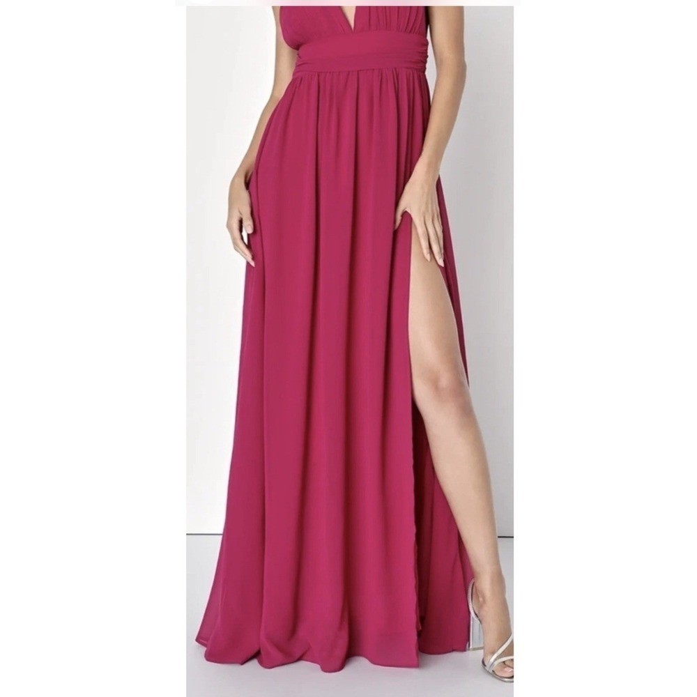 LULUS Size Plus 3X Heavenly Dark Magenta Pink Maxi Dress Sleeveless Chiffon