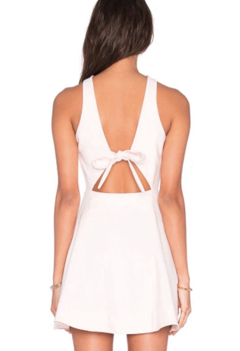 Elizabeth and James Britt Dress Size 8 Blush Pink Open Back Bow Fit Flare
