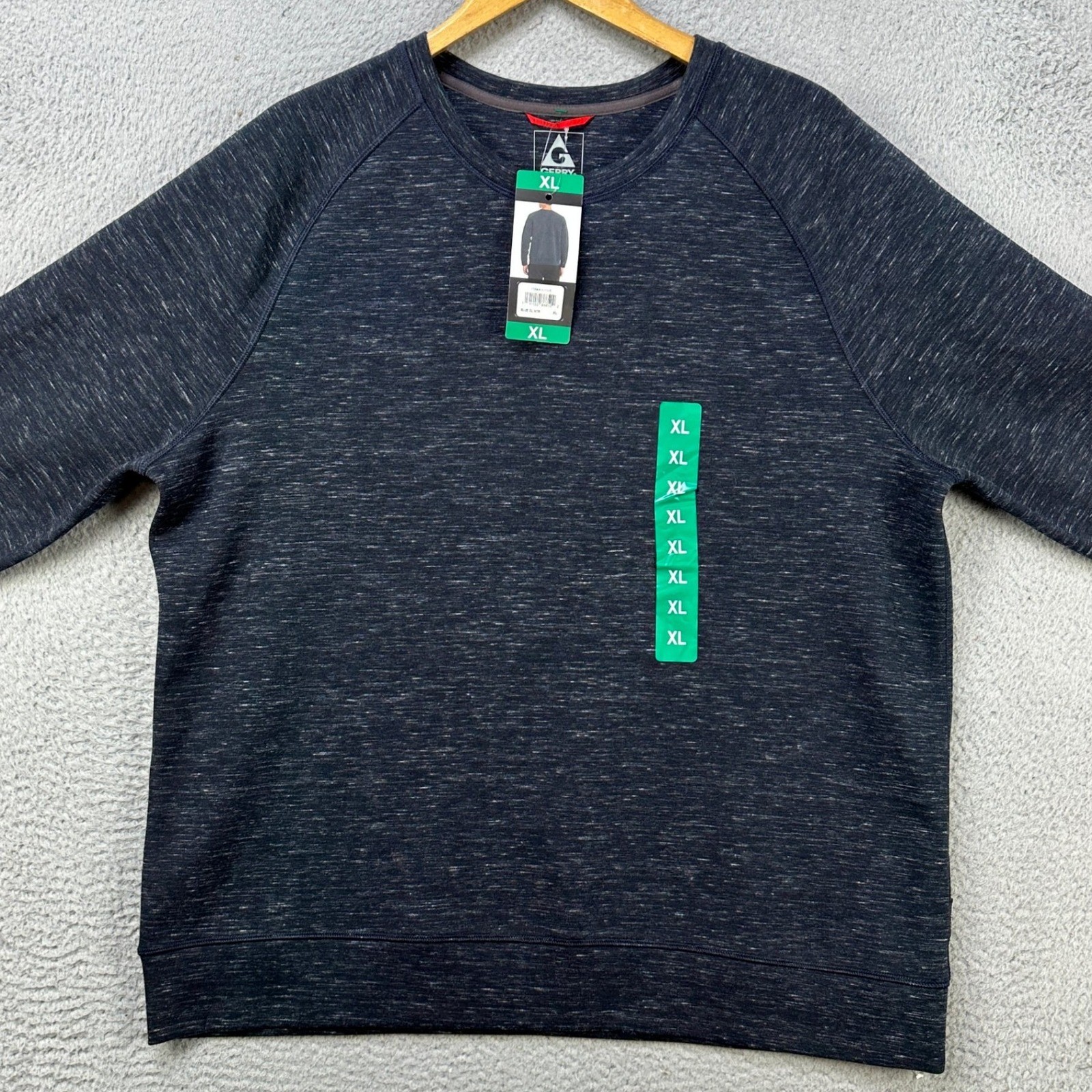 Gerry Sweatshirt Pullover Mens XL Blue Heather Crewneck Long Sleeve Stretch NEW