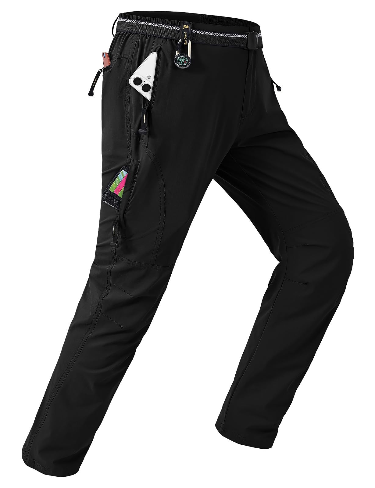 TBMPOY Men’s Hiking Pants: 5 Zips, Belt, Quick-Dry – Adventure-Ready!