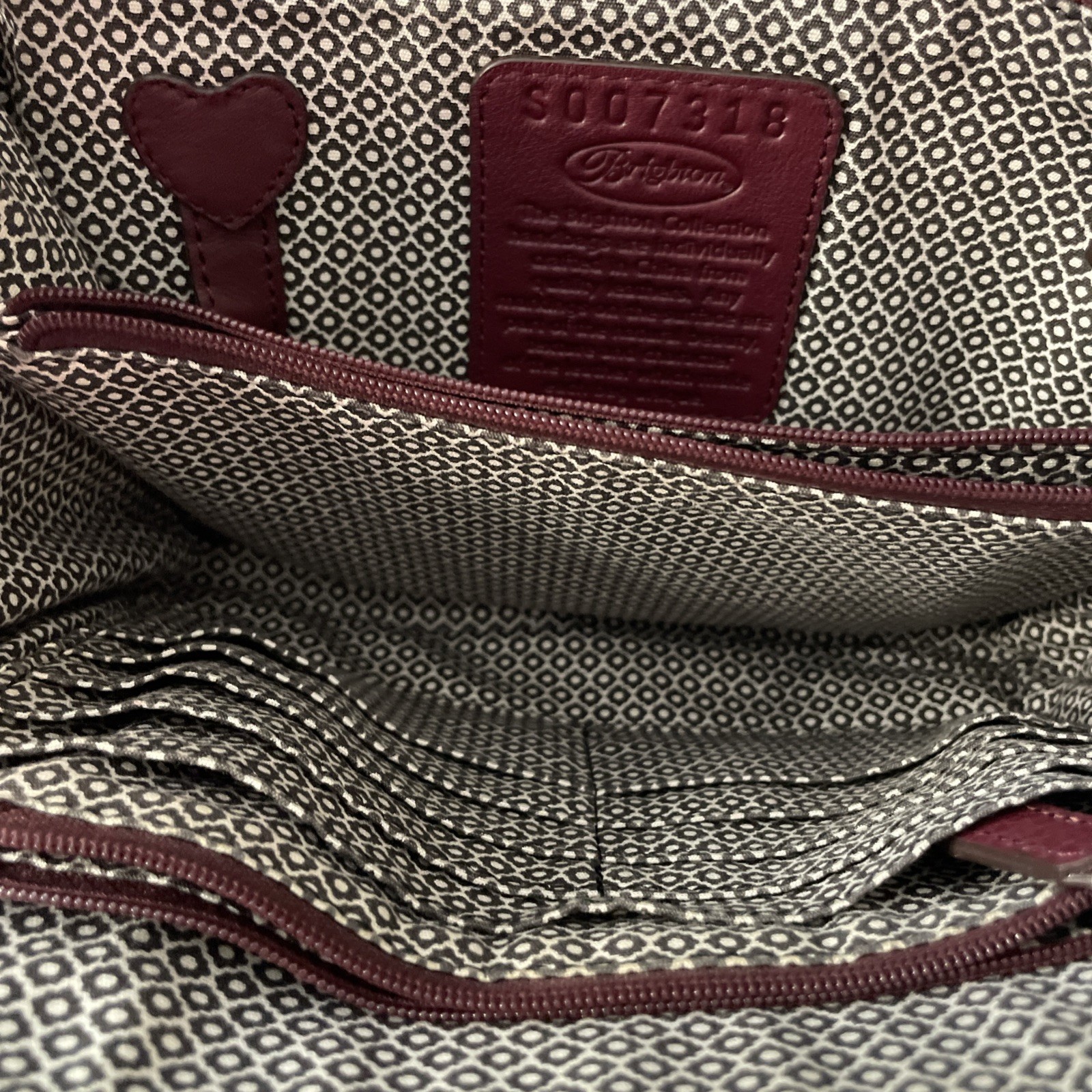 Stunning BRIGHTON Pretty Tough Studded Jojo Bag In Berry Croc Embossed Leather