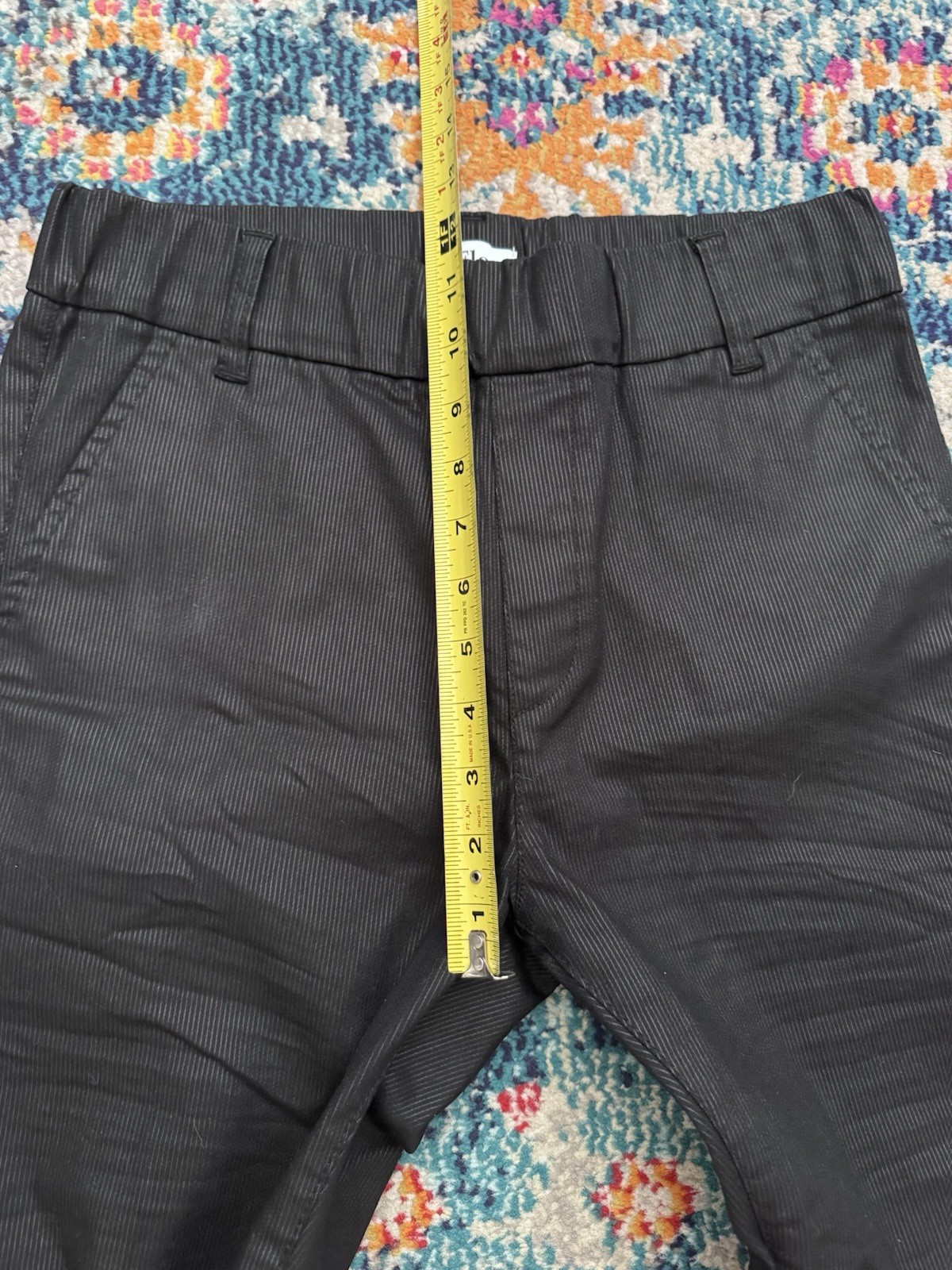 Bevy Flog Pinstripe Black Dafna Elasticated Stretch Cotton Pants Size 30