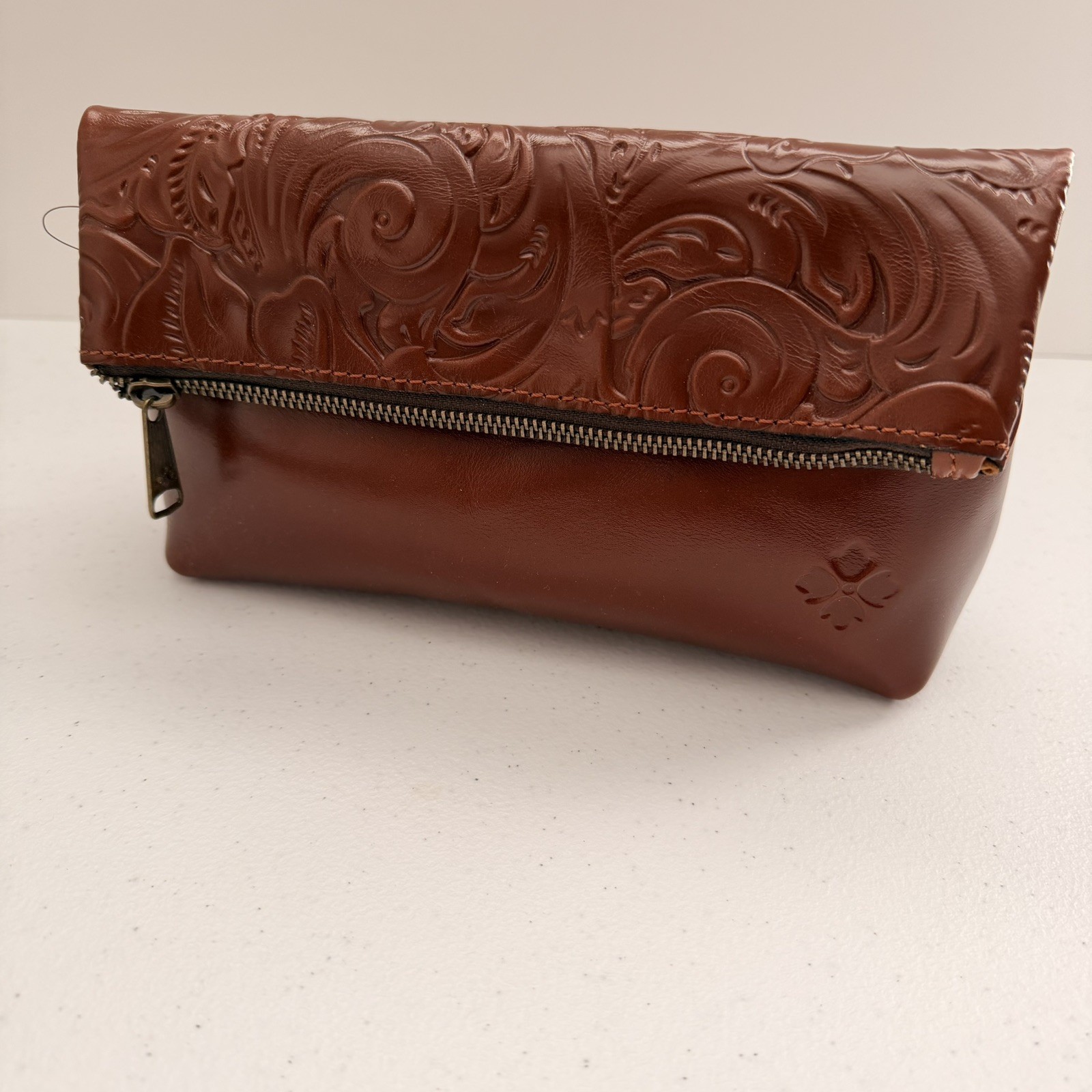 Patricia Nash VALERIE Fold-Over Wristlet/Clutch Leather-Tooled Florence NWT