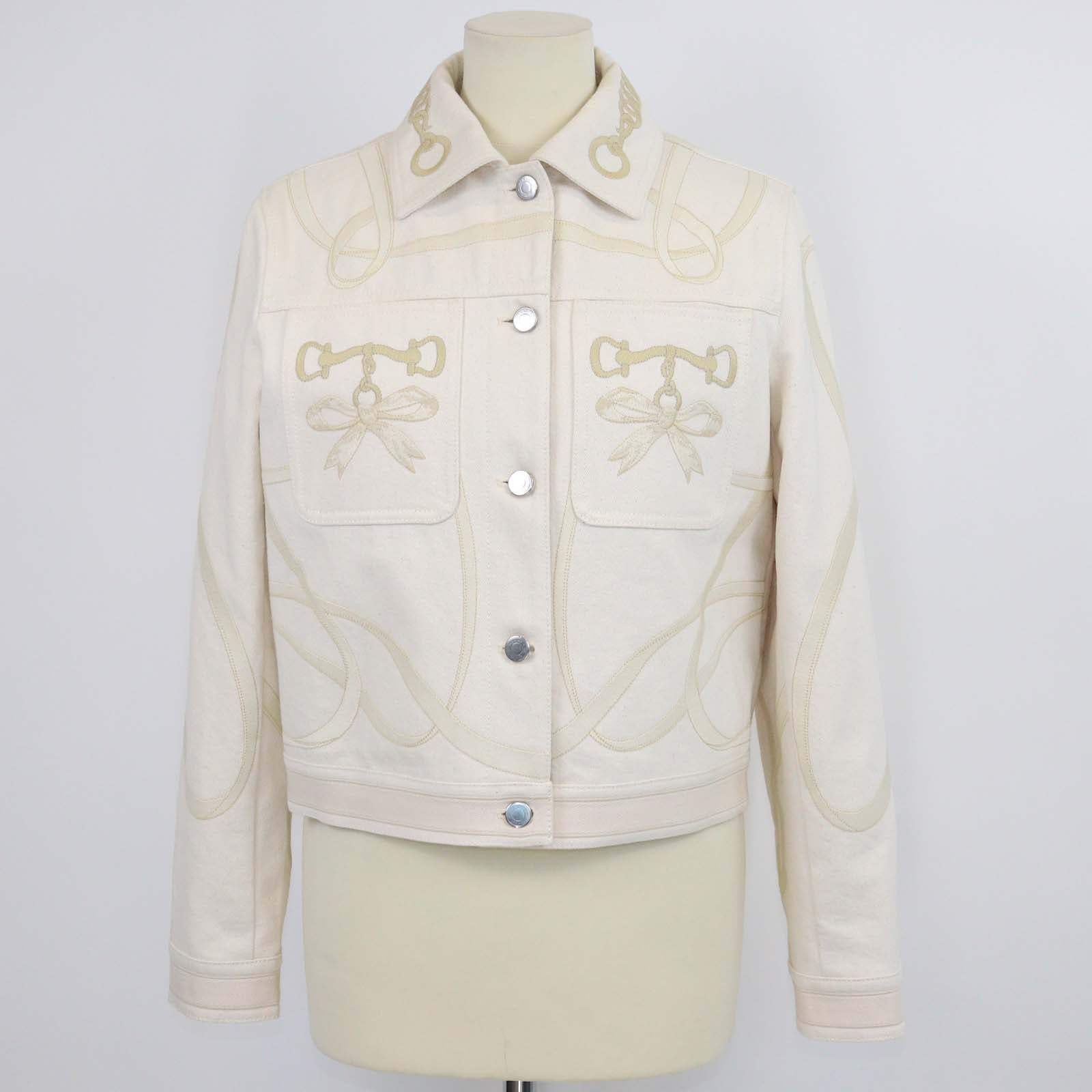 Hermes Naturel Denim Embroidered Jacket