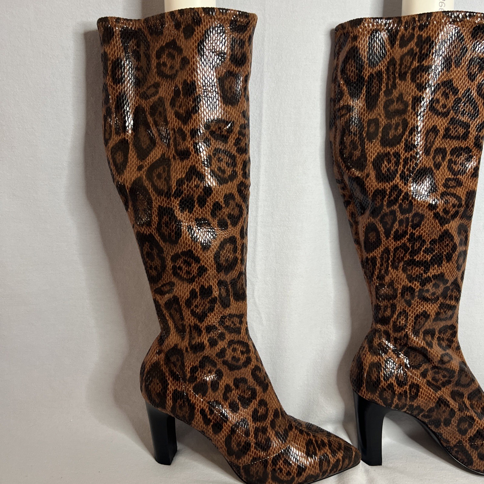 Charles by Charles David Brown Leopard Tall Stretch Boot “Dalton” Size 8.5 (E1)