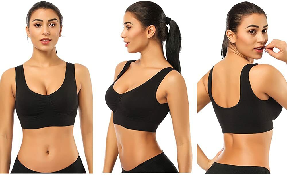 2 Pack Seamless Removable Pads Sleep Bras Yoga Bra Comfort Sports Bras for Women