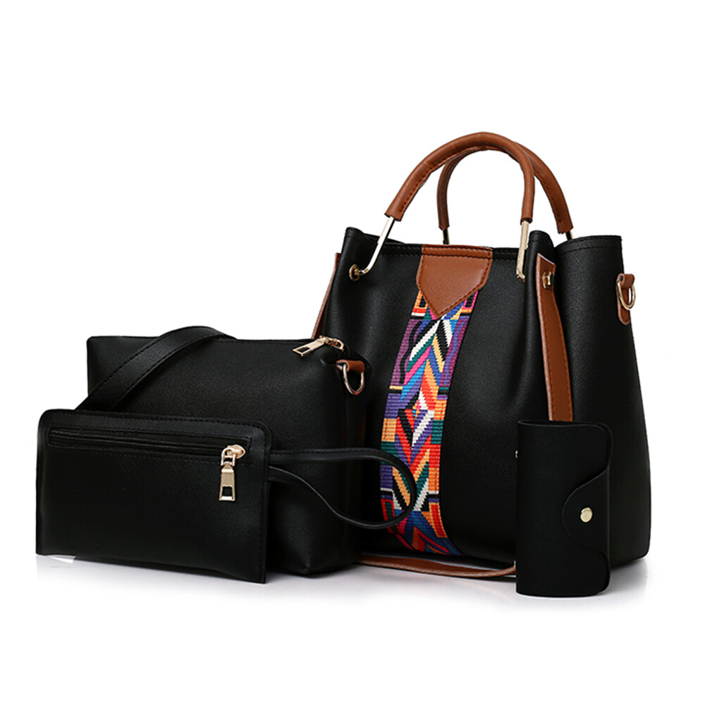 4Pcs/Set Women Lady Leather Handbags Messenger Shoulder Bags Tote Satchel Purse