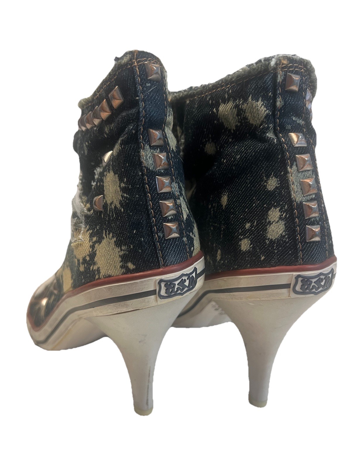 Ash Stone 39 Stilletto Sneakers High Heel Boots Studded Acid Wash Booties Thelma