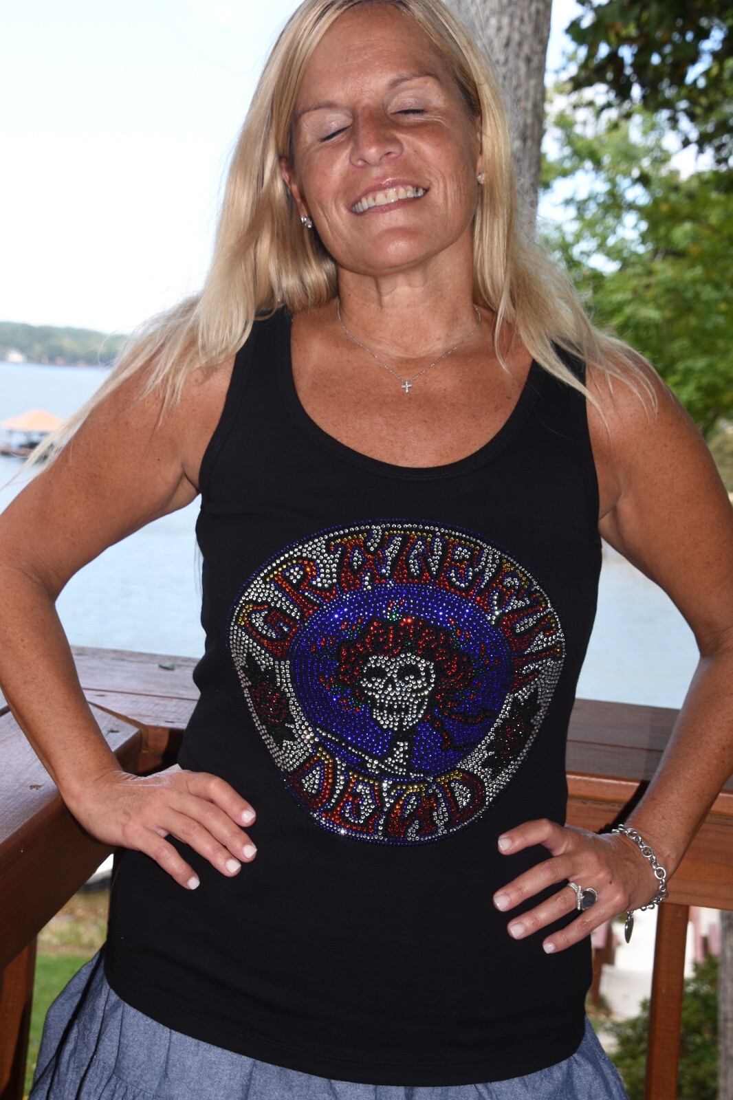 Grateful Dead rhinestone bling shirt tank XS S M L XL XXL 1X 2X 3X 4X5X