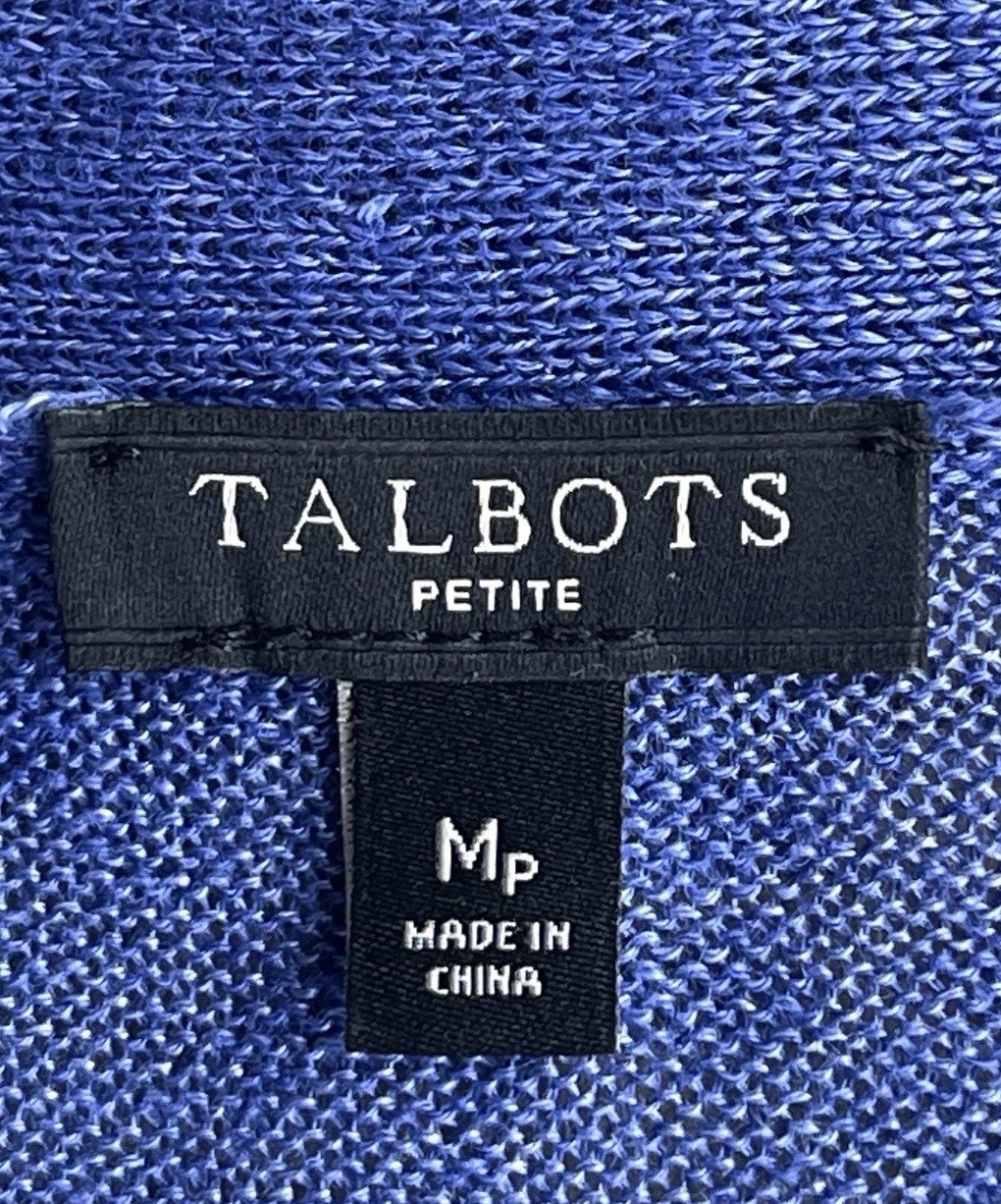 Talbots Women’s 100% Linen Cornflower Blue Open Front Cardigan Sweater Mp