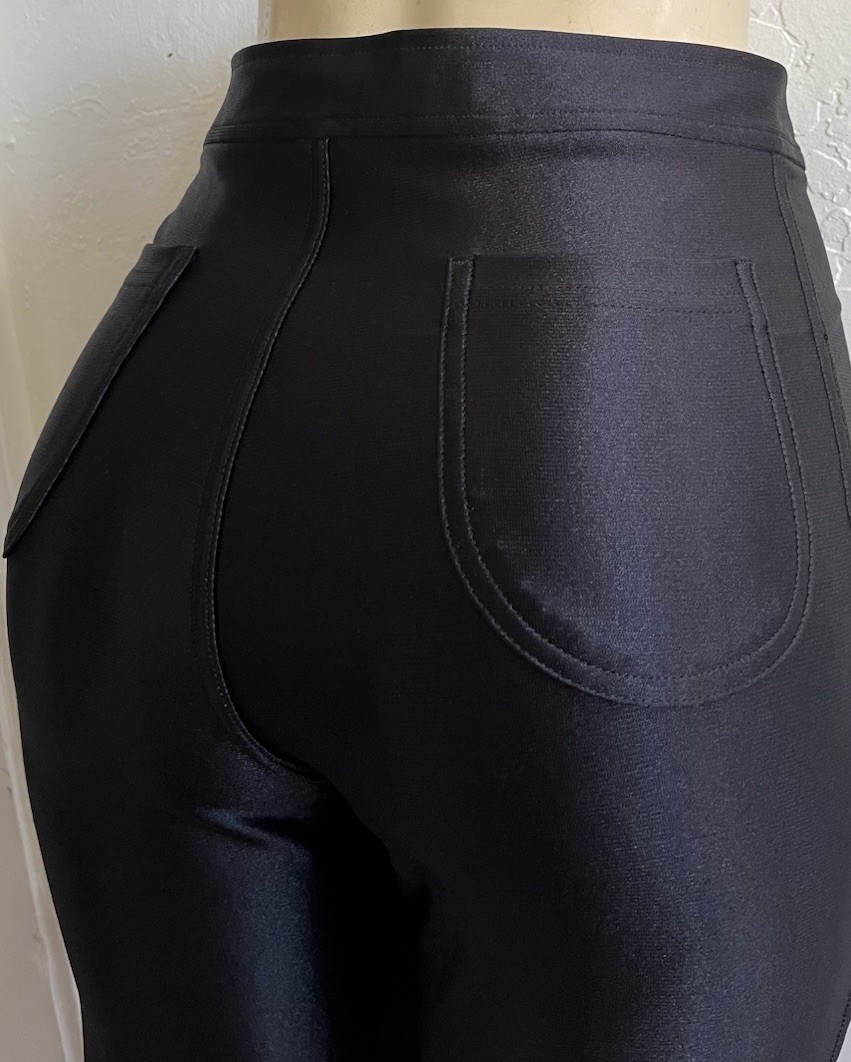 Vintage American Apparel High Waist Shiny Skinny Disco Pants Black 70s-Small USA