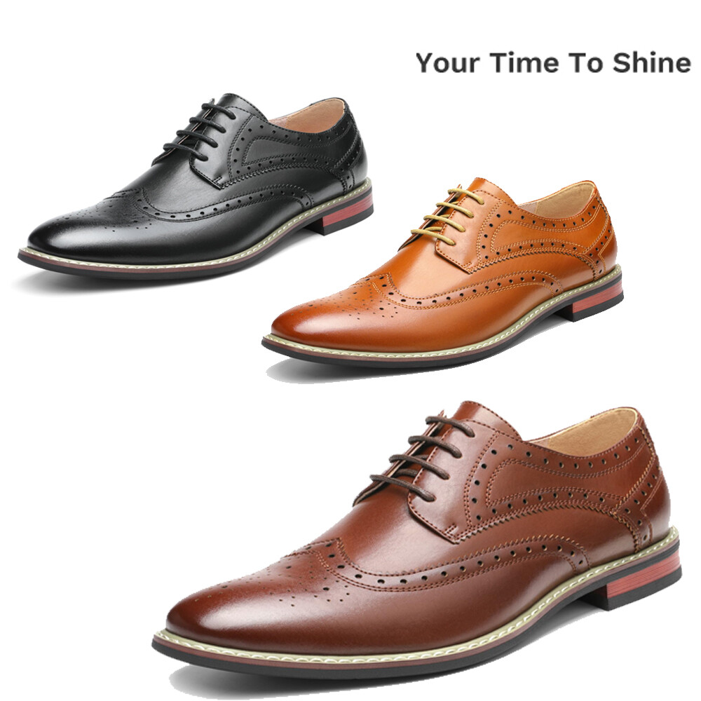 Men’s Oxfords Wingtip Dress Business Classic Wedding Formal Shoes US Wide 6.5-15