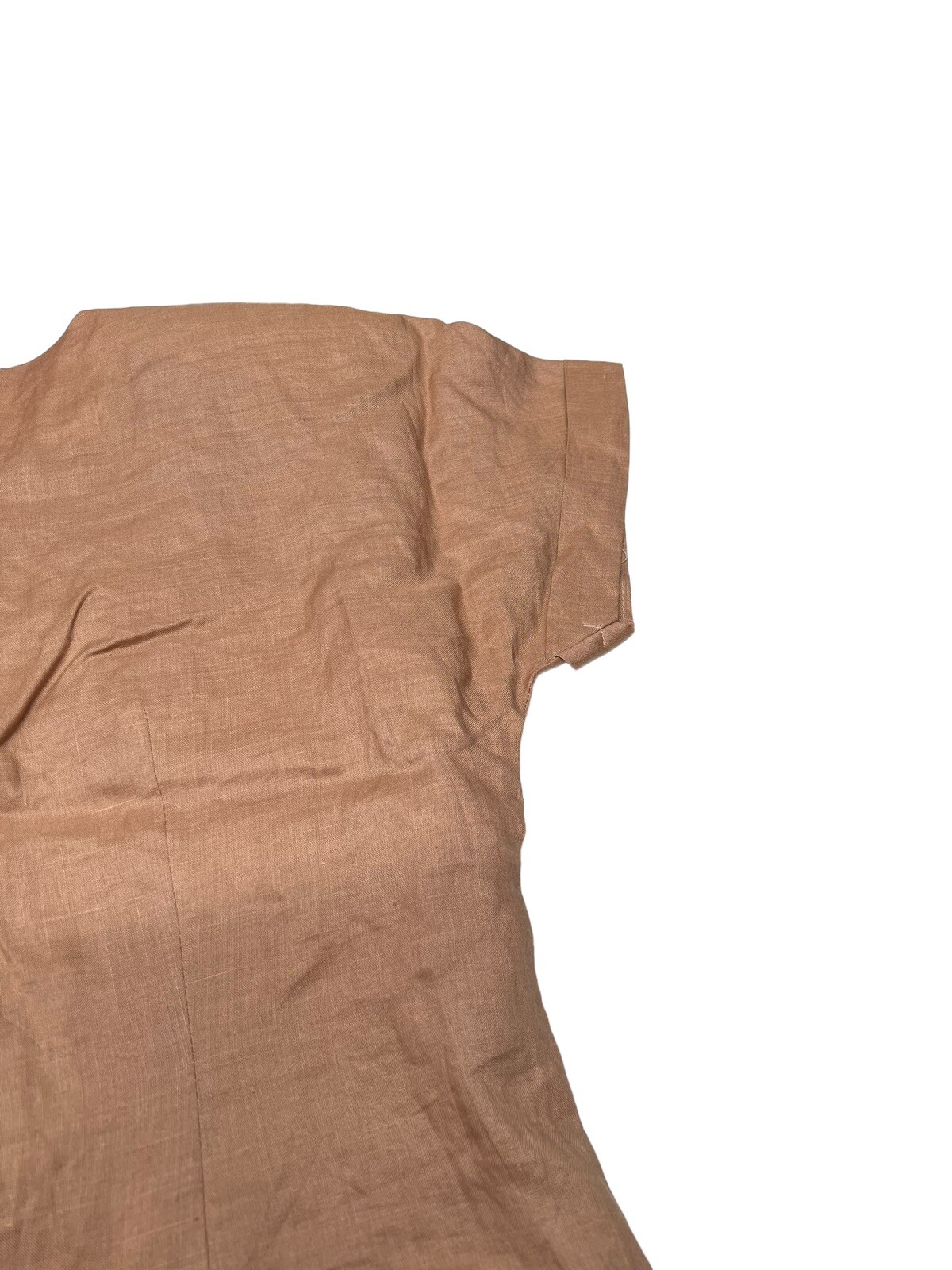 Vtg NOS Anne French Artsy Art to Wear Embellished 100% Ramie Blouse SZ 10 Khaki