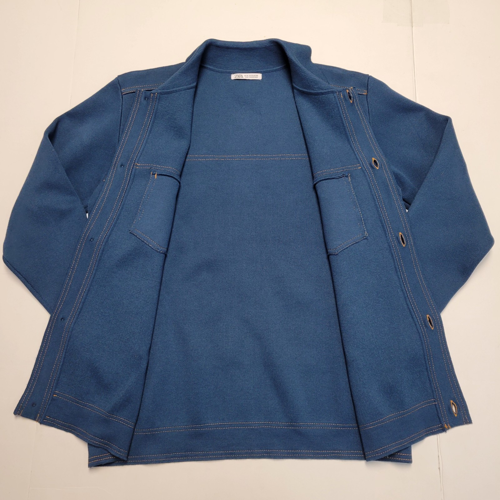 ZARA Viscose Polyamide Blend Button Front Casual Jacket Men MEDIUM M EU 40 Blue