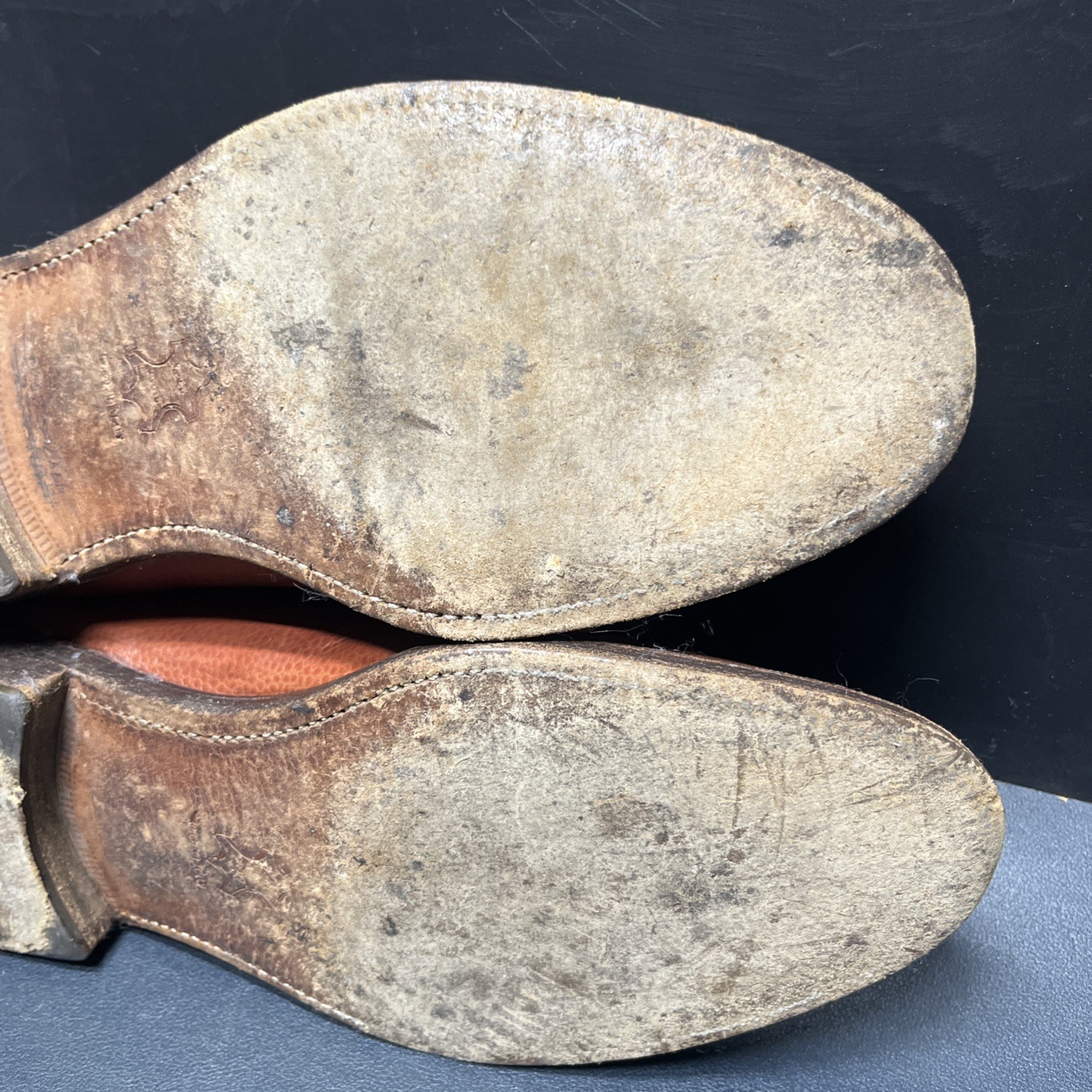 BOSTONIAN CROWN WINDSOR Split Toe Pebble Grain Brown Size 10.5 D, Made in Italy!