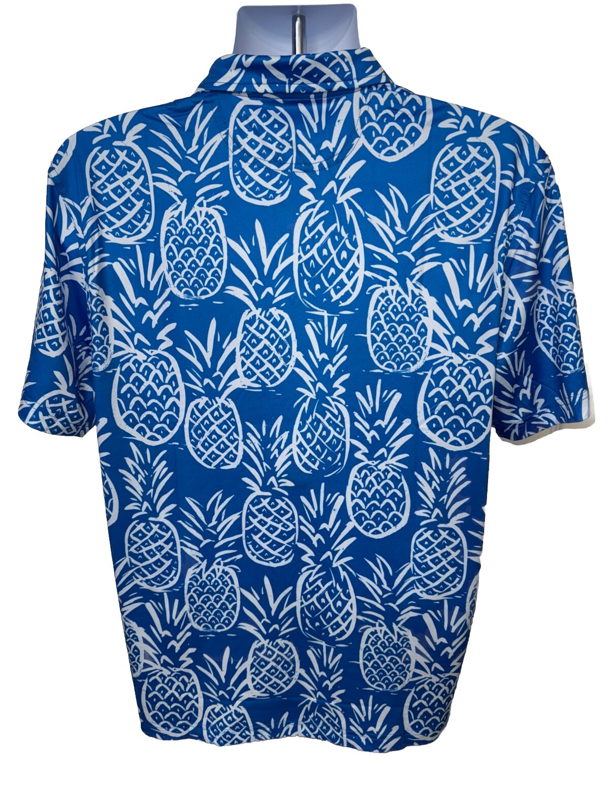 Chubbies Men’s The Thigh Napple Performance Polo Shirt-Blue Pineapple-Medium-New