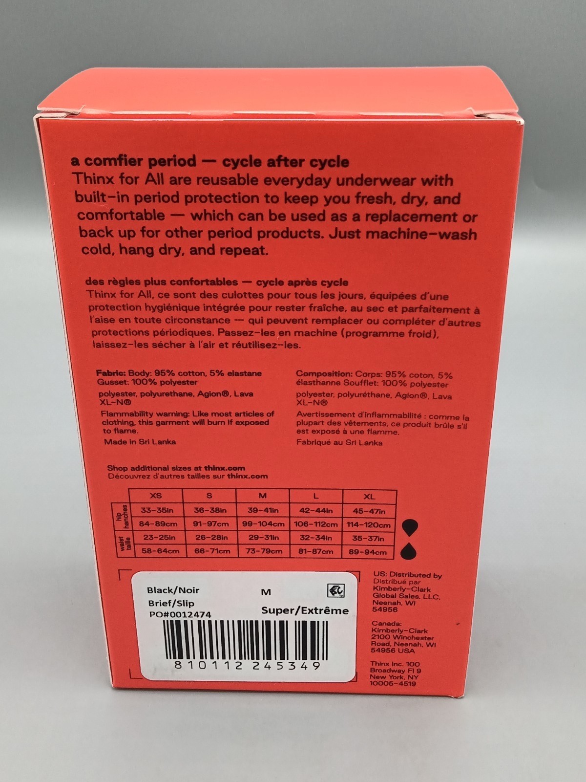 THINX for All Period Underwear, Black, Medium NIB