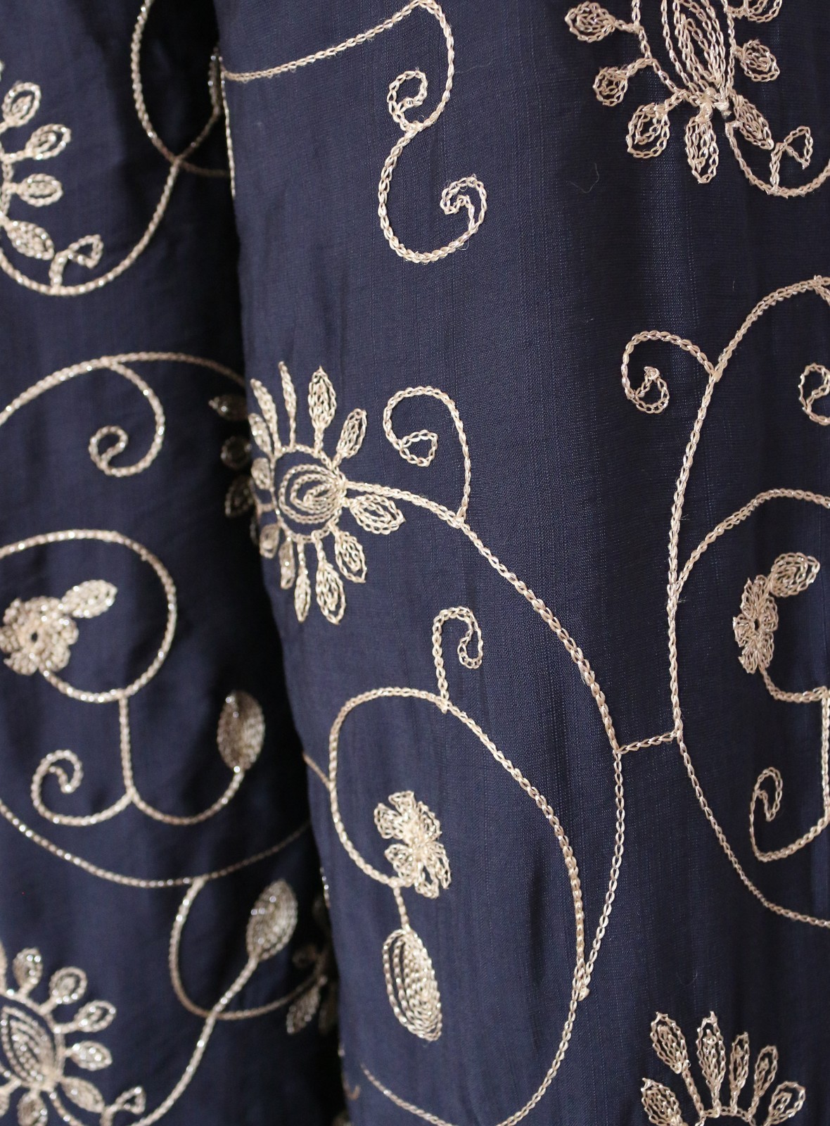 Women Embroidered Wide Leg Pants Flowers Palazzo Pants Cotton Summer Trousers