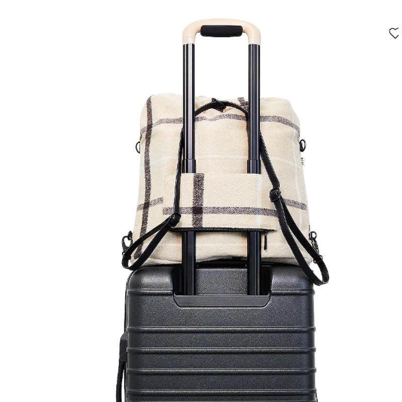 BEIS The Messenger Tote Bag/ Backpack Plaid Convertible Lifestyle Travel Rare