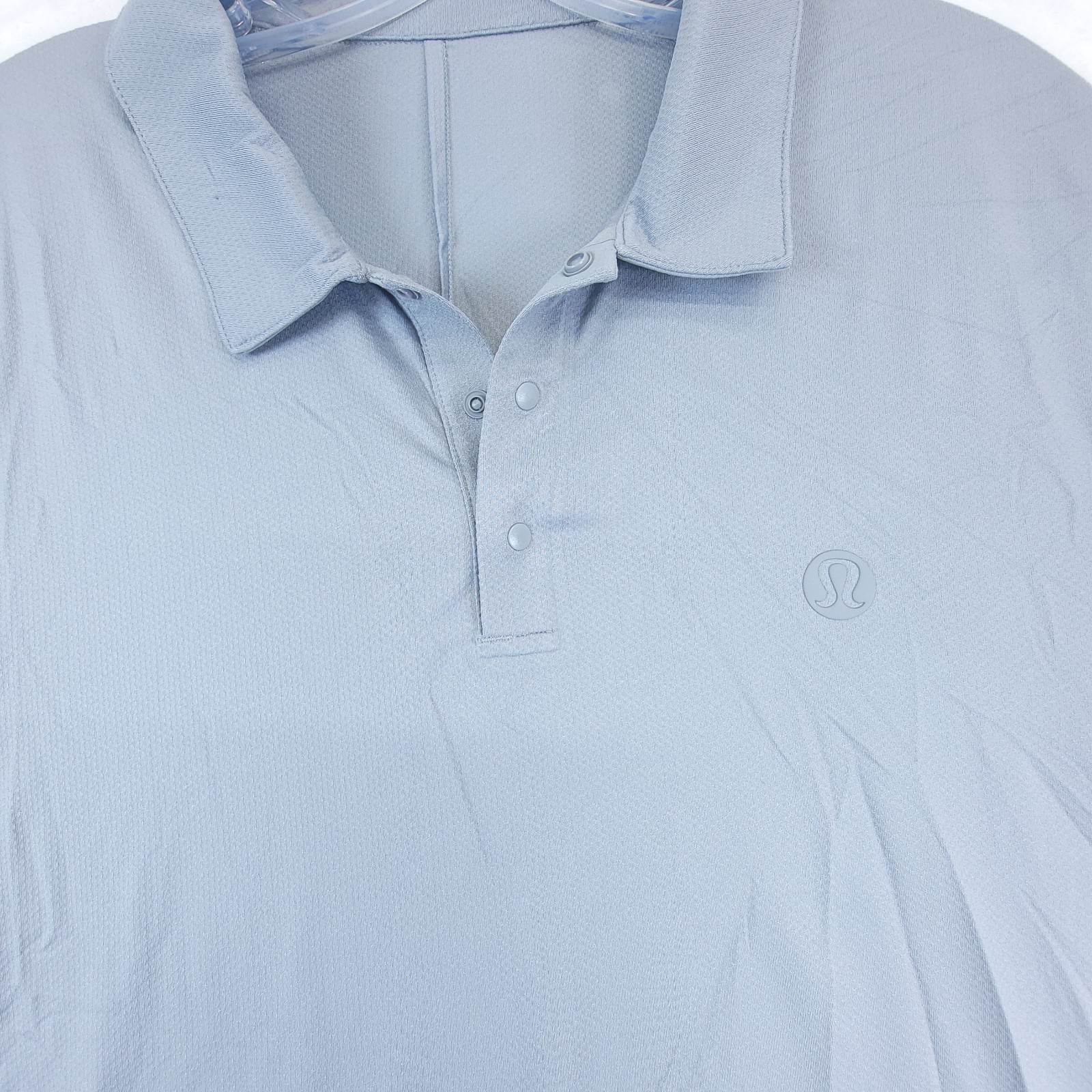 Lululemon Shirt Mens Large Gray Polo Active Stretch Short Sleeve 24″ Pit To Pit