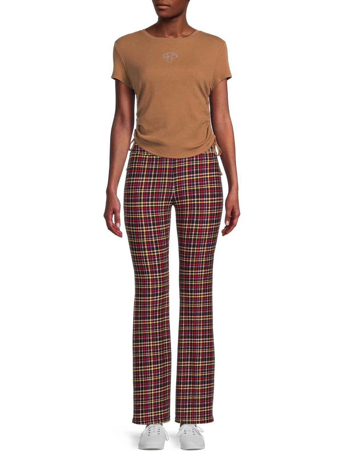 New No Boundaries Plaid Knit Flare Pants Juniors Women Many Sizes