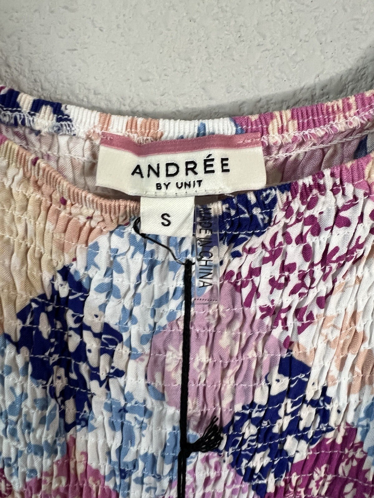 Boutique Andree By Unit Multicolor Patchwork Peplum Top Small NWT