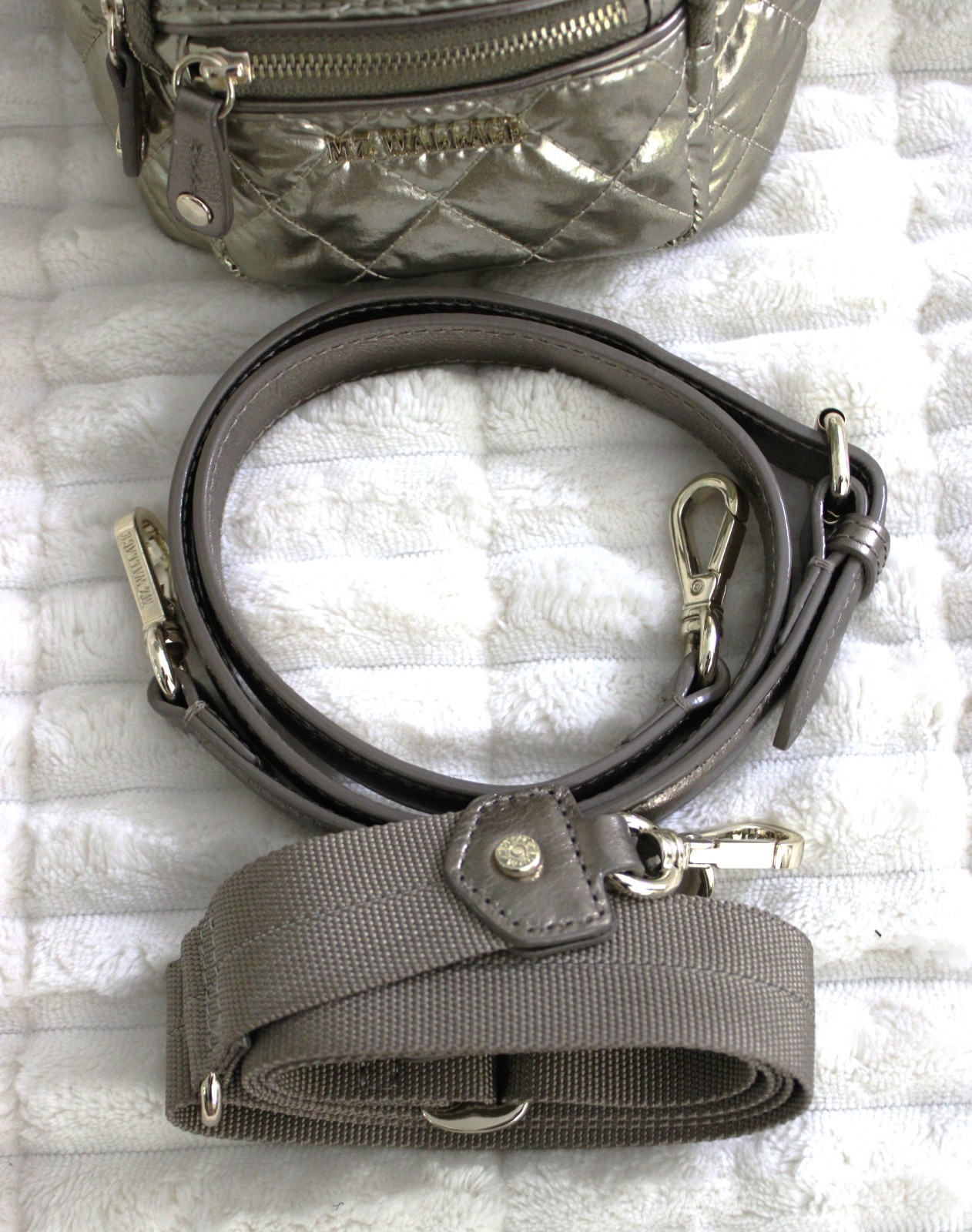 MZ WALLACE MICRO CROSBY SLING BAG ANTIQUE GOLD MSRP $205 FANNY BELT NEW OTHER