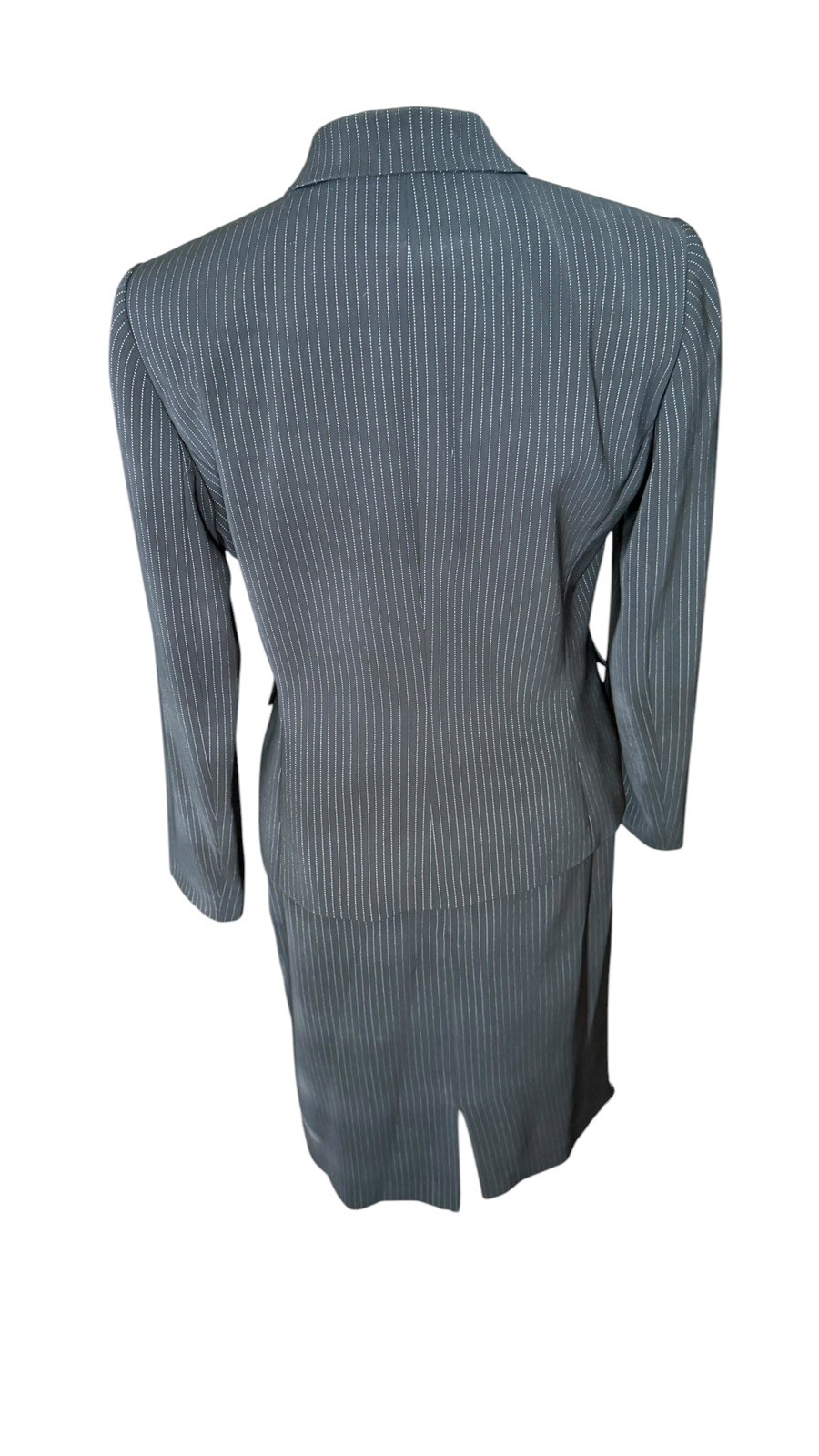 Tahari Arthur S Levine Skirt Suit Womens 10 Black Pinstripe Blazer Career Office