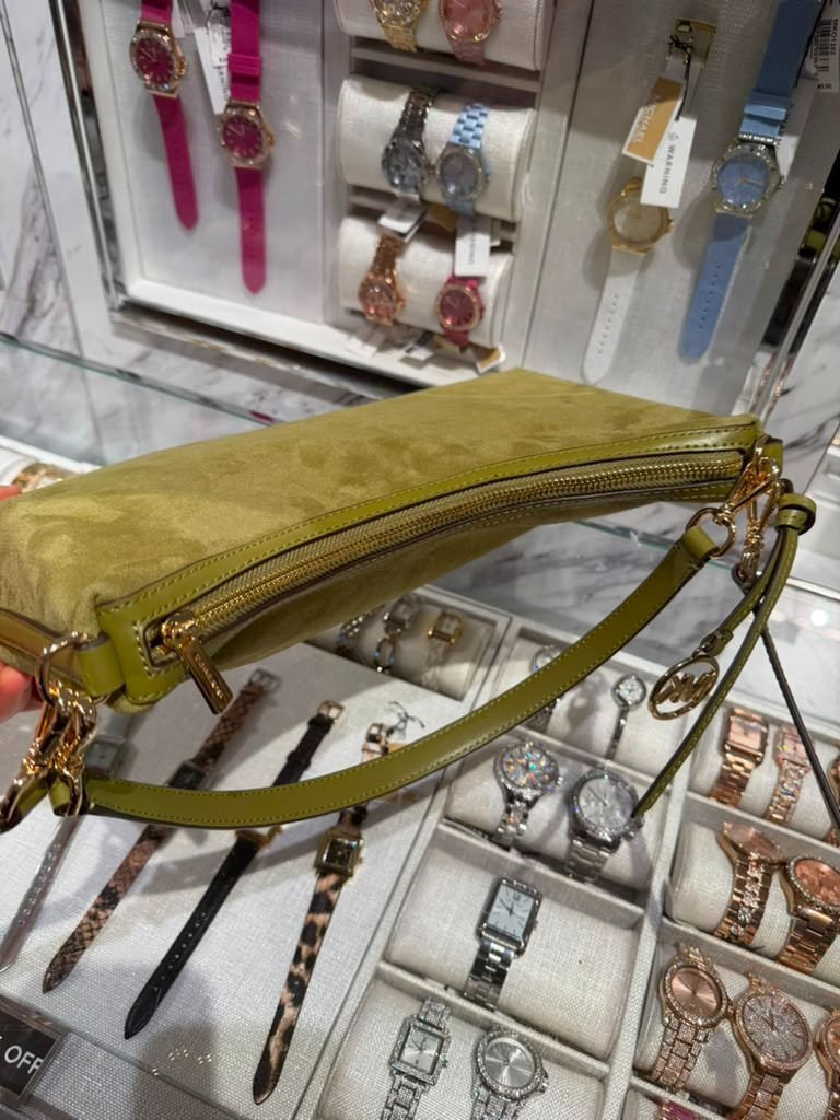 Michael Kors Sammy Lady Medium Bonded Leather Handbag Purse Shoulder Bag Oregano