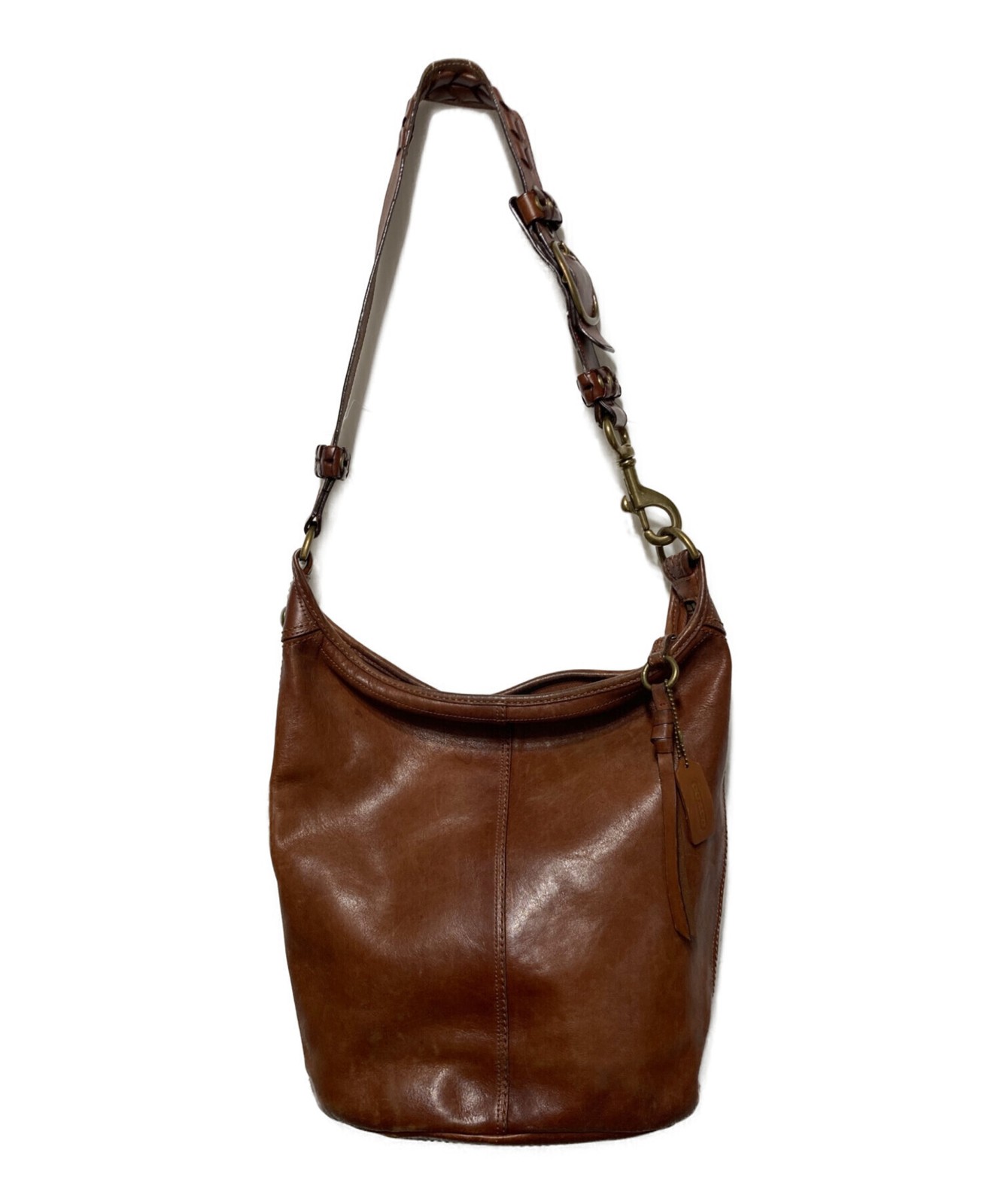 COACH Signature Brown Leather Shoulder Bag Gold Hardware 11423 Authenticated
