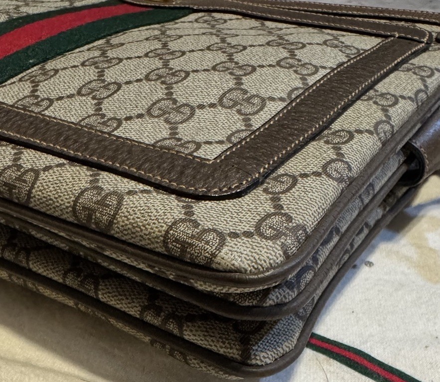 AUTH Vintage Gucci GG Sherry Line Ophidia Shoulder Bag -Green & Red-904.02.013