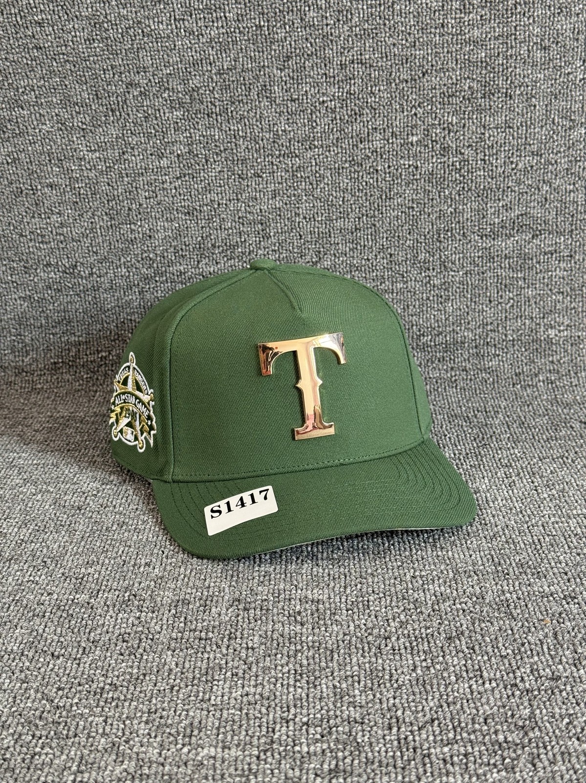 Mitchell & Ness Texas Rangers Snapback Olive Green Flat Brim Hat