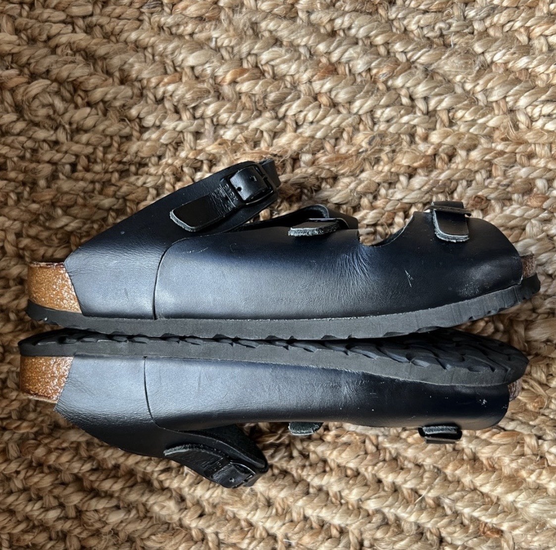 Birkenstock Florida Black 3-Strap Buckle Sandals Women’s Size 9 EUC