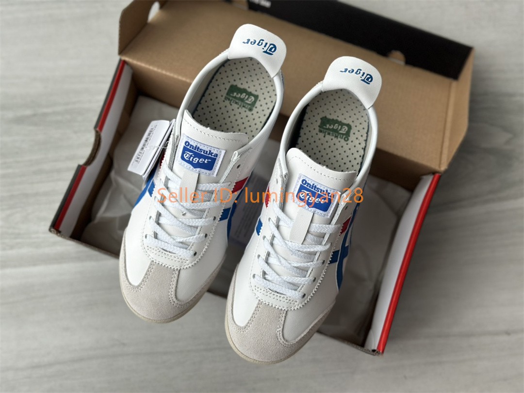 2026 NEW! Onitsuka Tiger MEXICO 66 White Blue Red DL408-0146 for Mens Womens
