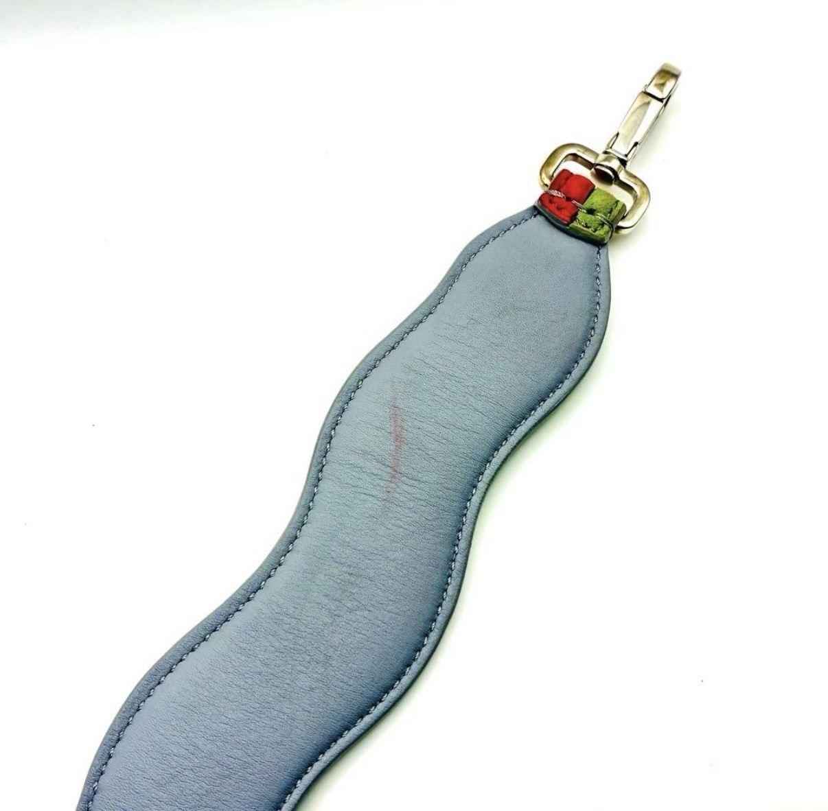 FENDI Strap You Shoulder Strap Wavy Multicolor Suede Leather Silver Authentic