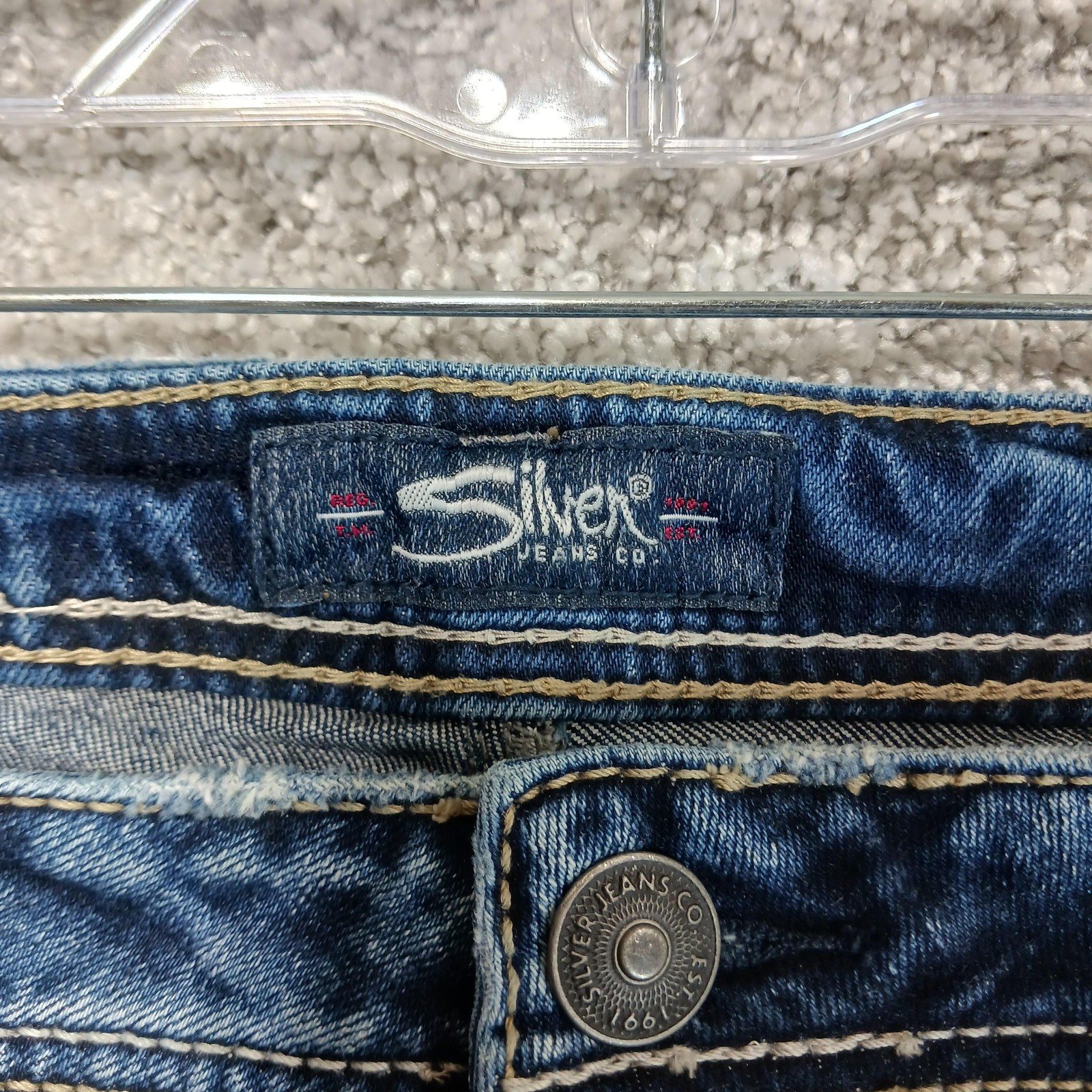 Silver Jeans Co Sam Boyfriend Jeans Womens W32 L27 Blue Distressed Stretch