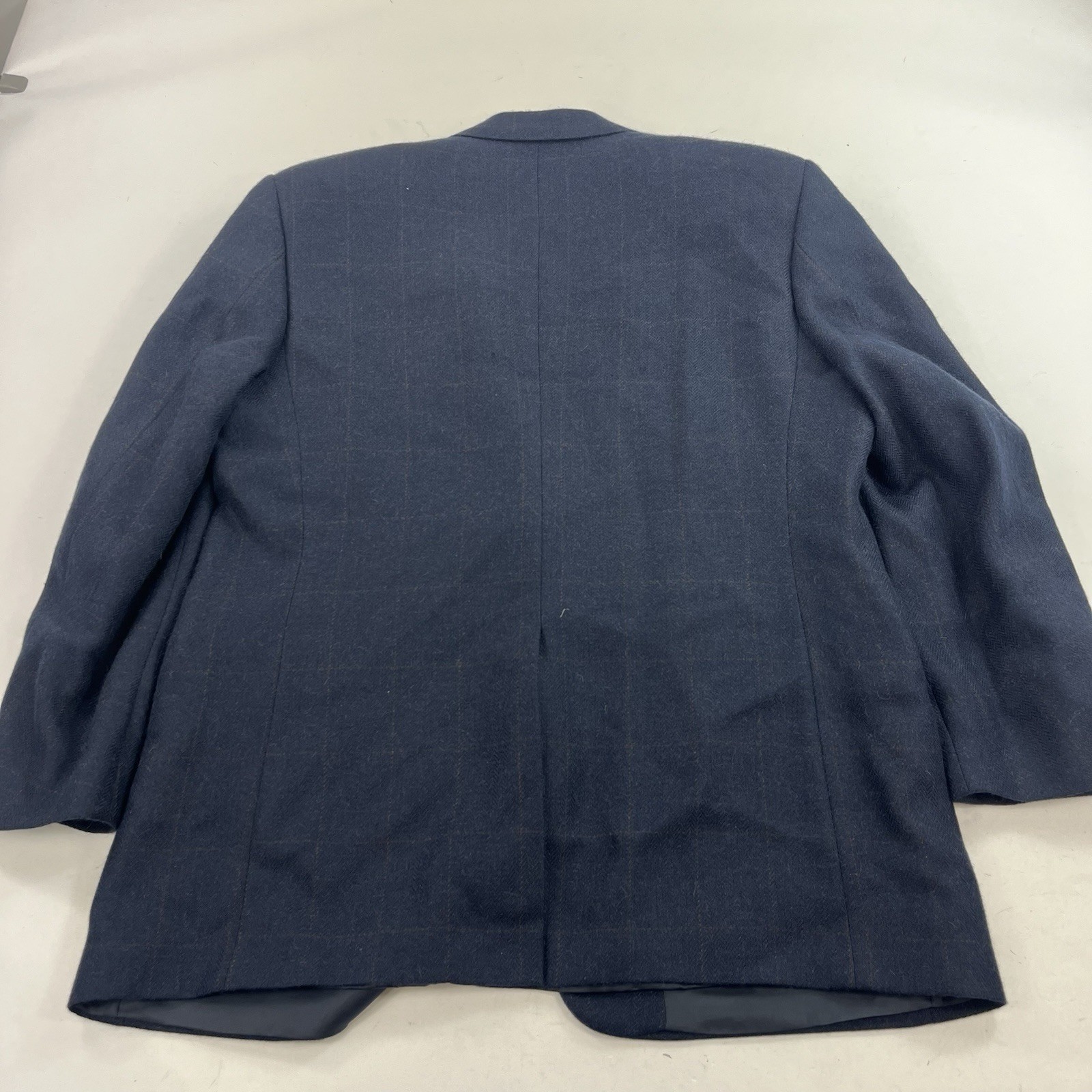 Brooks Brothers Men’s Windowpane Blue Camel Hair Blazer Jacket Size 44