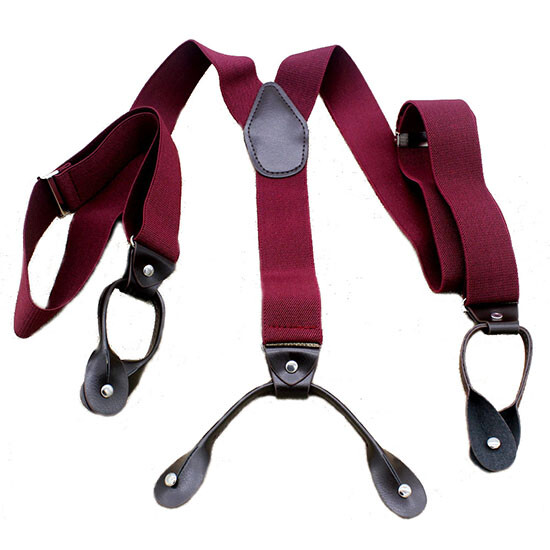 1 PC Black/Beige/Navy Blue/Wine Red Color Button Holes Link Men’s Suspenders New