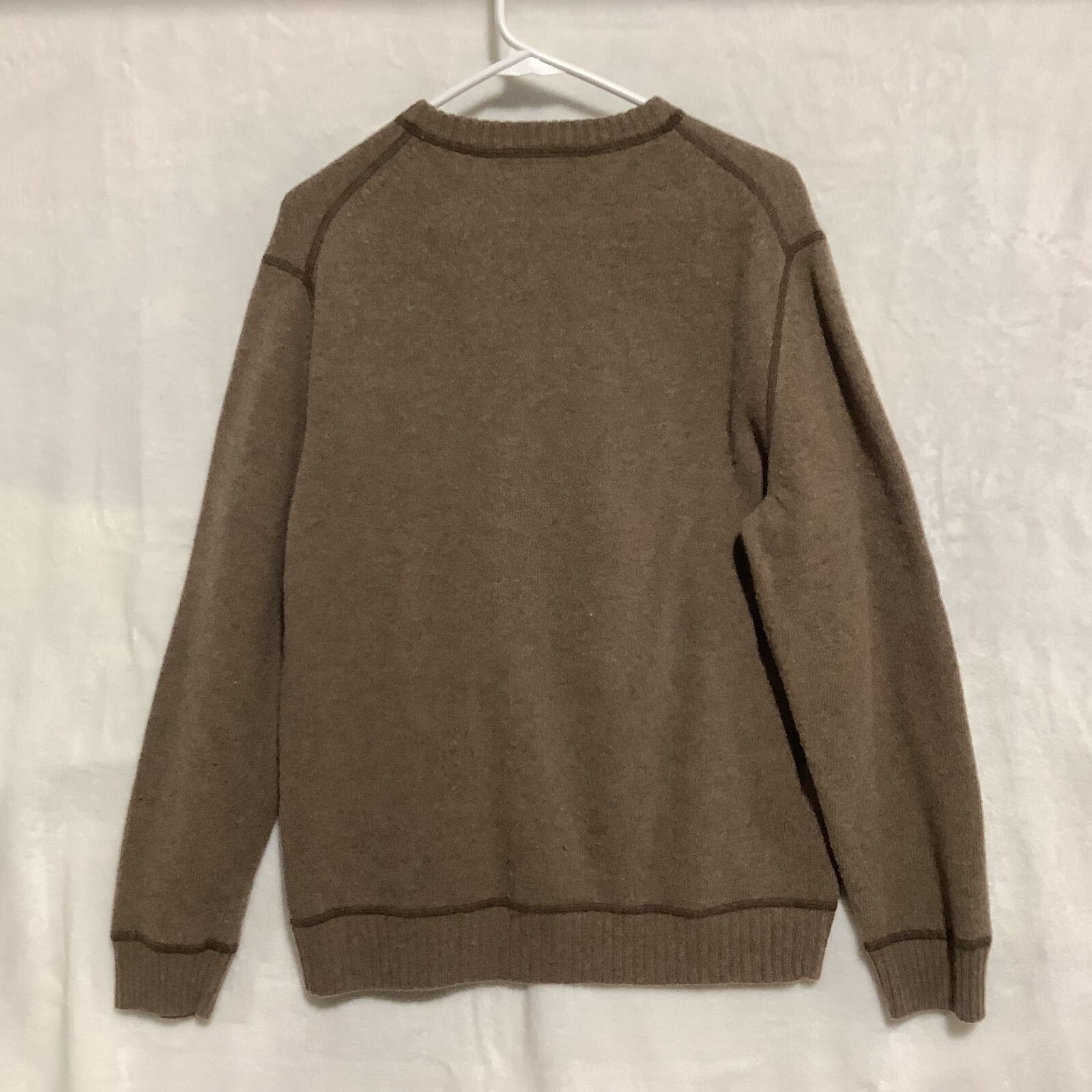 Express Sweater Tan Brown 100% Lambs Wool Warm Winter Mens XL Ribbed Crew Neck